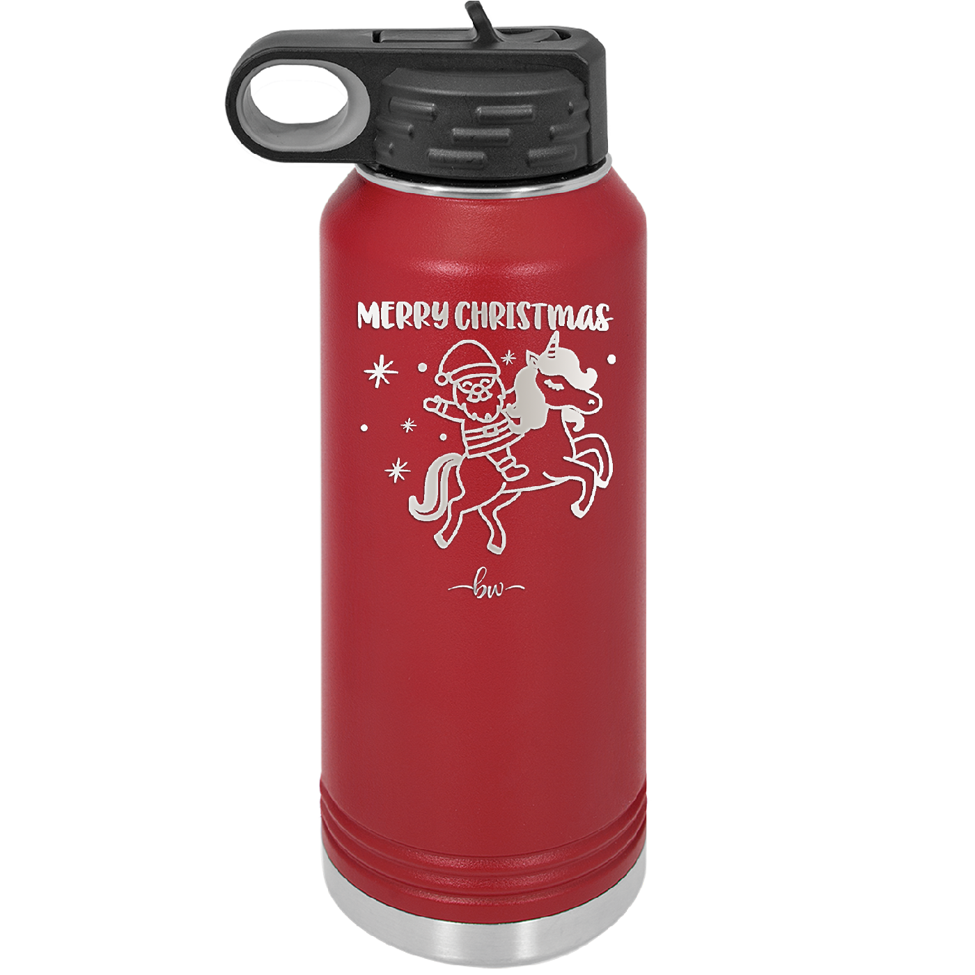 Merry Christmas Santa Unicorn - Laser Engraved Stainless Steel Drinkware - 1645 -