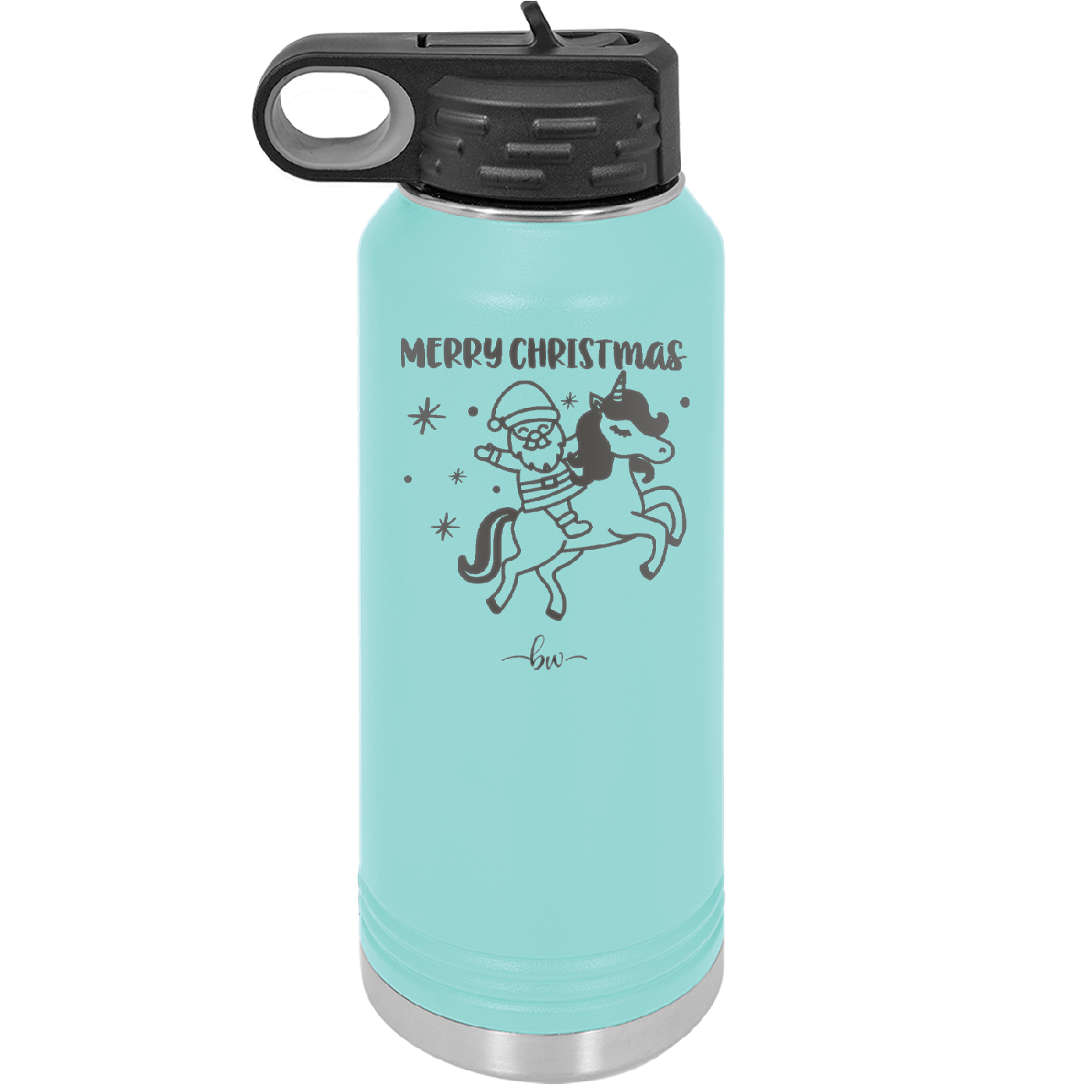 Merry Christmas Santa Unicorn - Laser Engraved Stainless Steel Drinkware - 1645 -