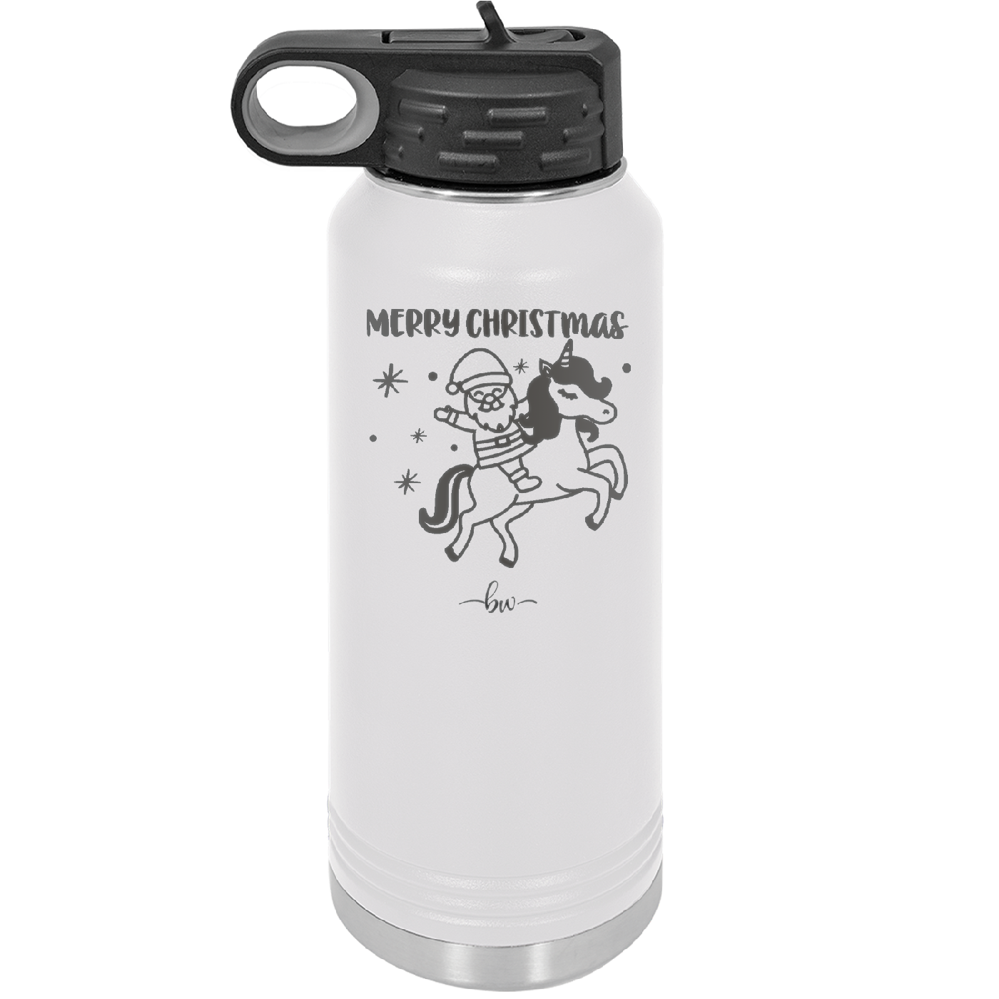 Merry Christmas Santa Unicorn - Laser Engraved Stainless Steel Drinkware - 1645 -