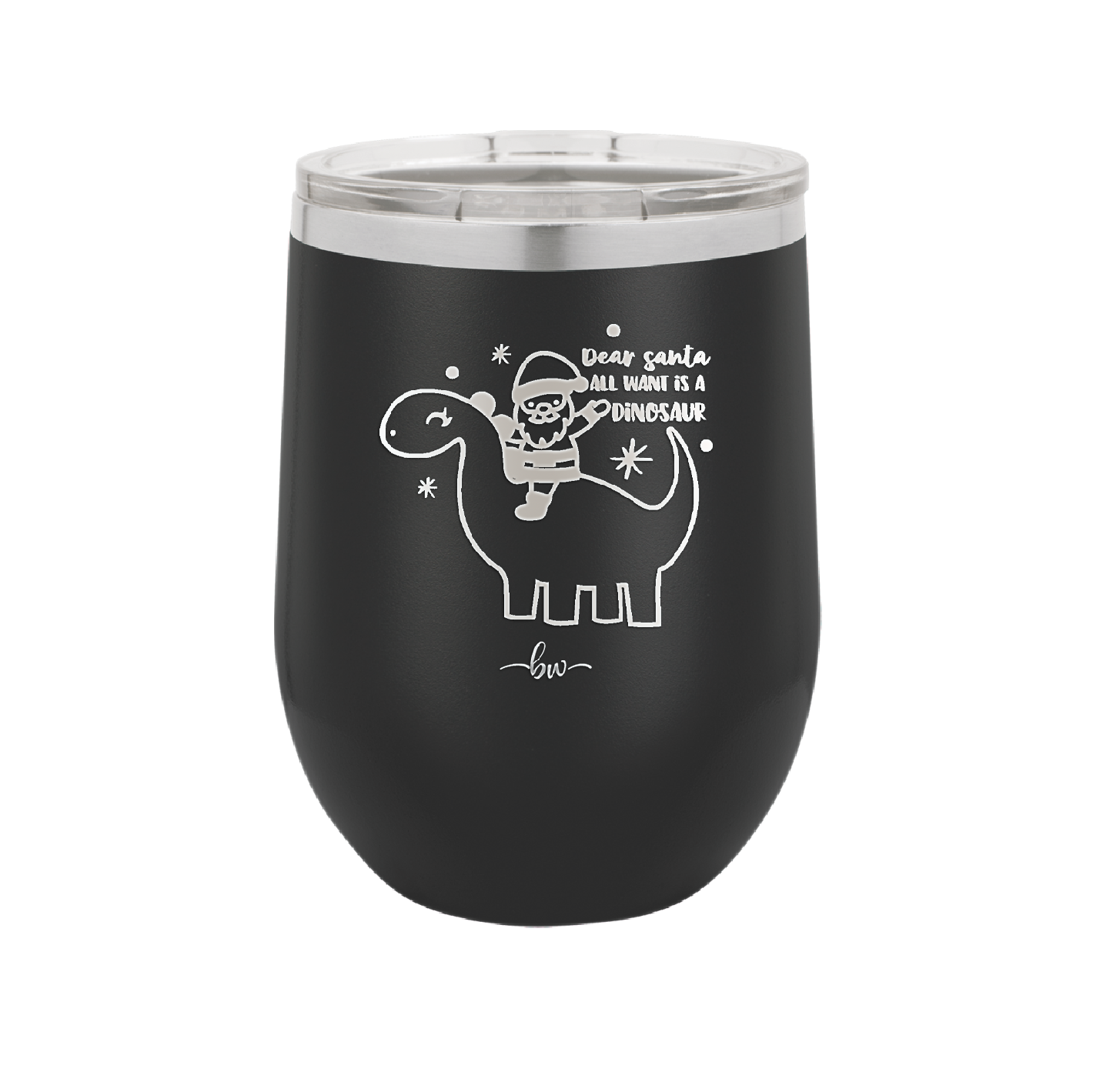 Dear Santa Dinosaur - Laser Engraved Stainless Steel Drinkware - 1646 -