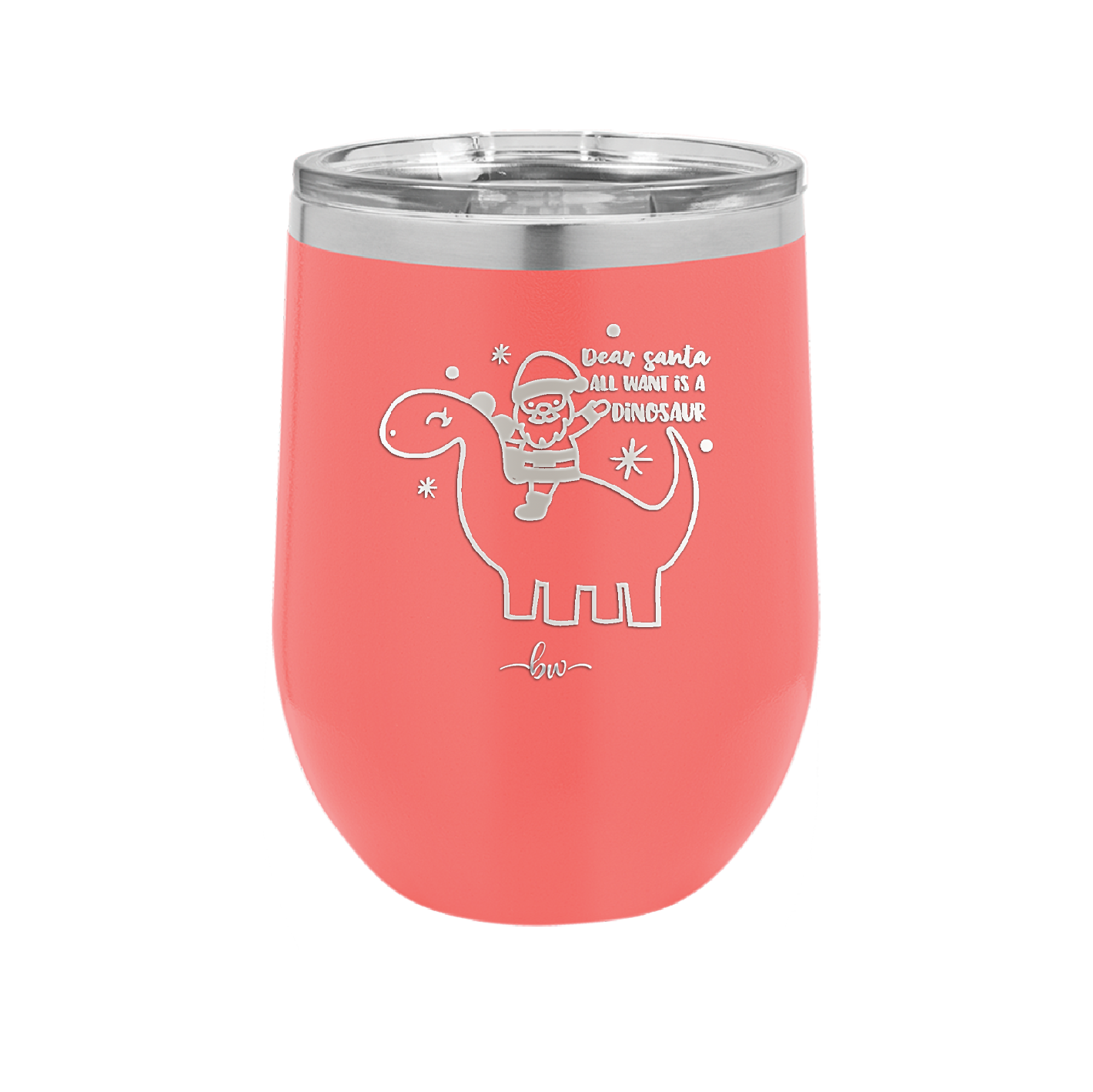 Dear Santa Dinosaur - Laser Engraved Stainless Steel Drinkware - 1646 -