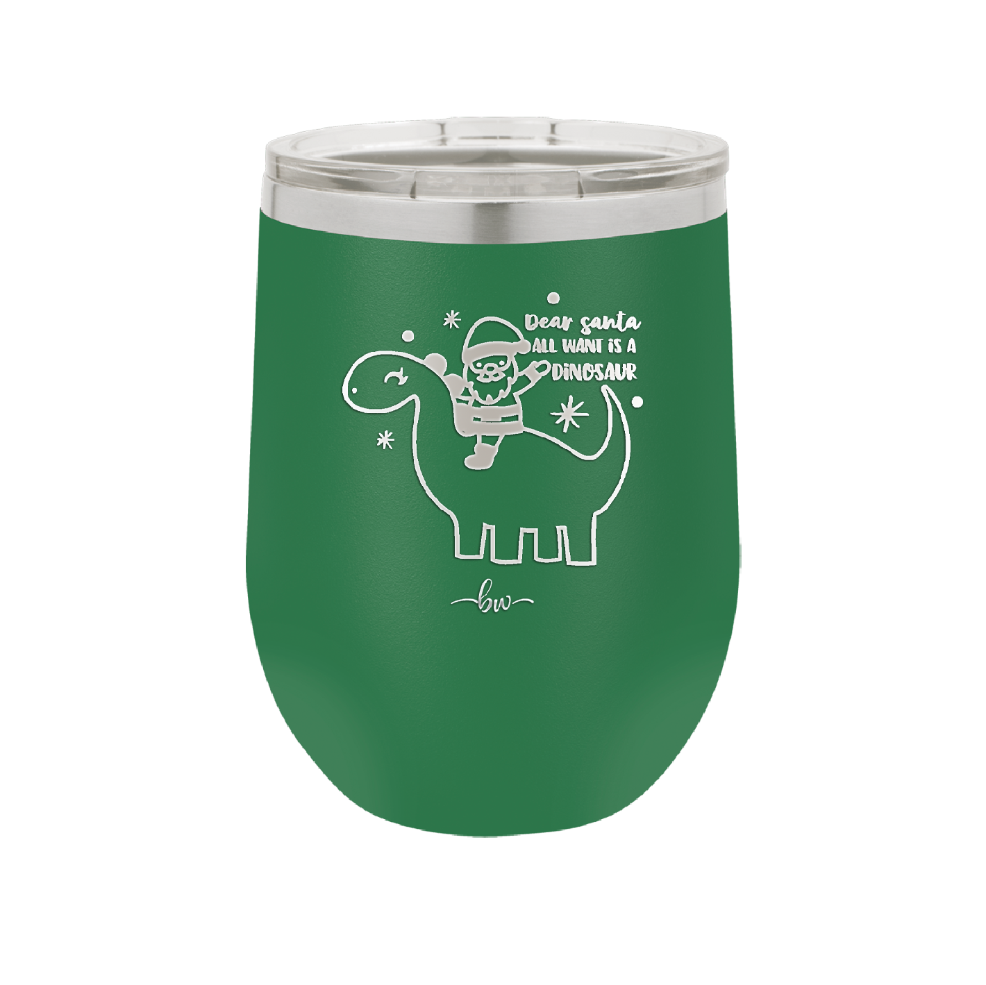 Dear Santa Dinosaur - Laser Engraved Stainless Steel Drinkware - 1646 -