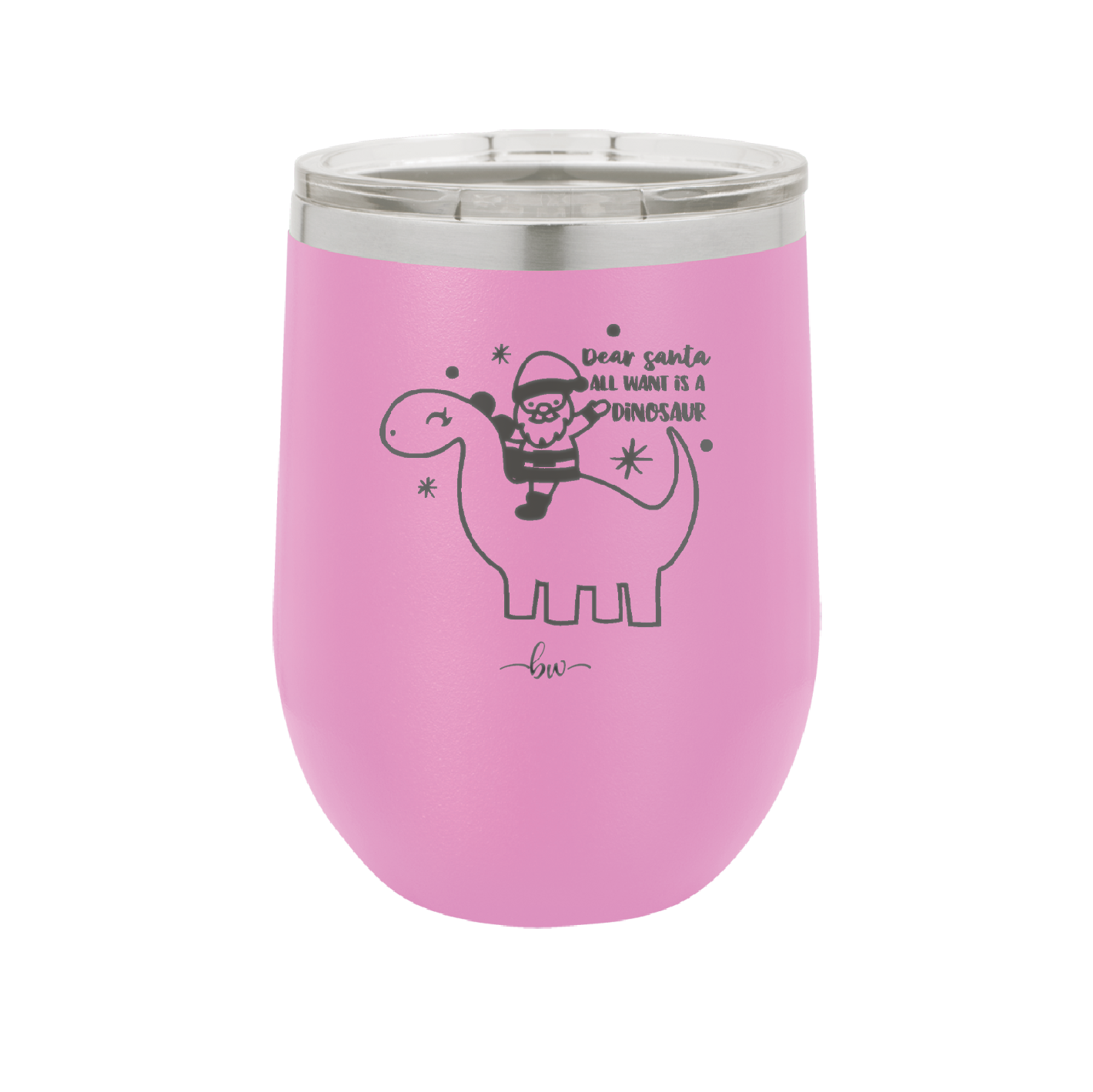 Dear Santa Dinosaur - Laser Engraved Stainless Steel Drinkware - 1646 -