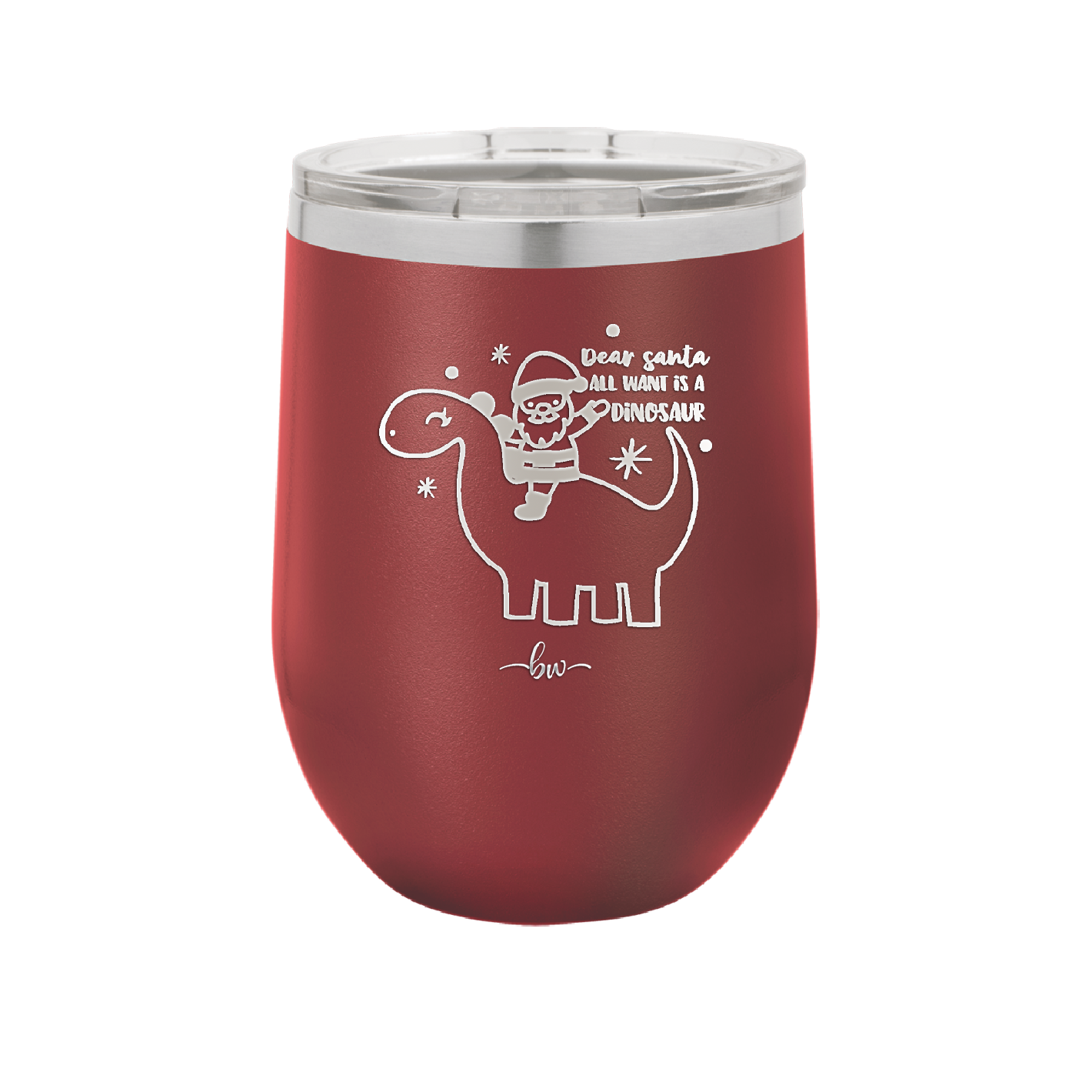 Dear Santa Dinosaur - Laser Engraved Stainless Steel Drinkware - 1646 -
