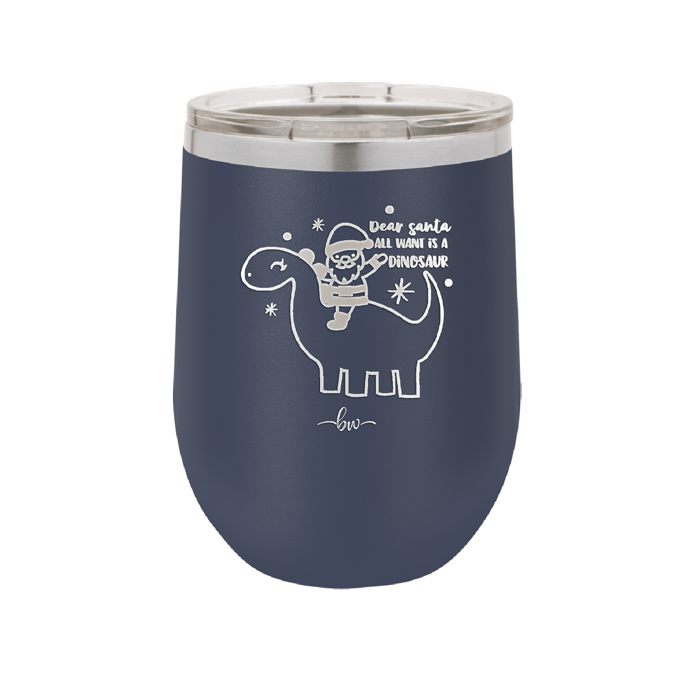 Dear Santa Dinosaur - Laser Engraved Stainless Steel Drinkware - 1646 -