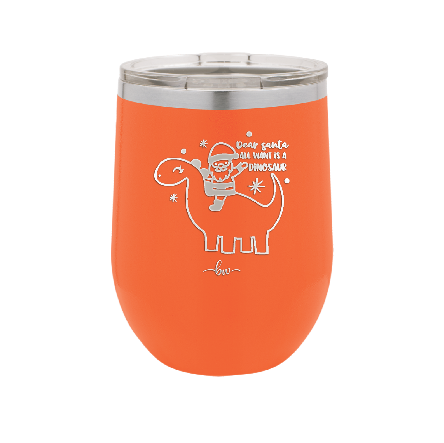 Dear Santa Dinosaur - Laser Engraved Stainless Steel Drinkware - 1646 -