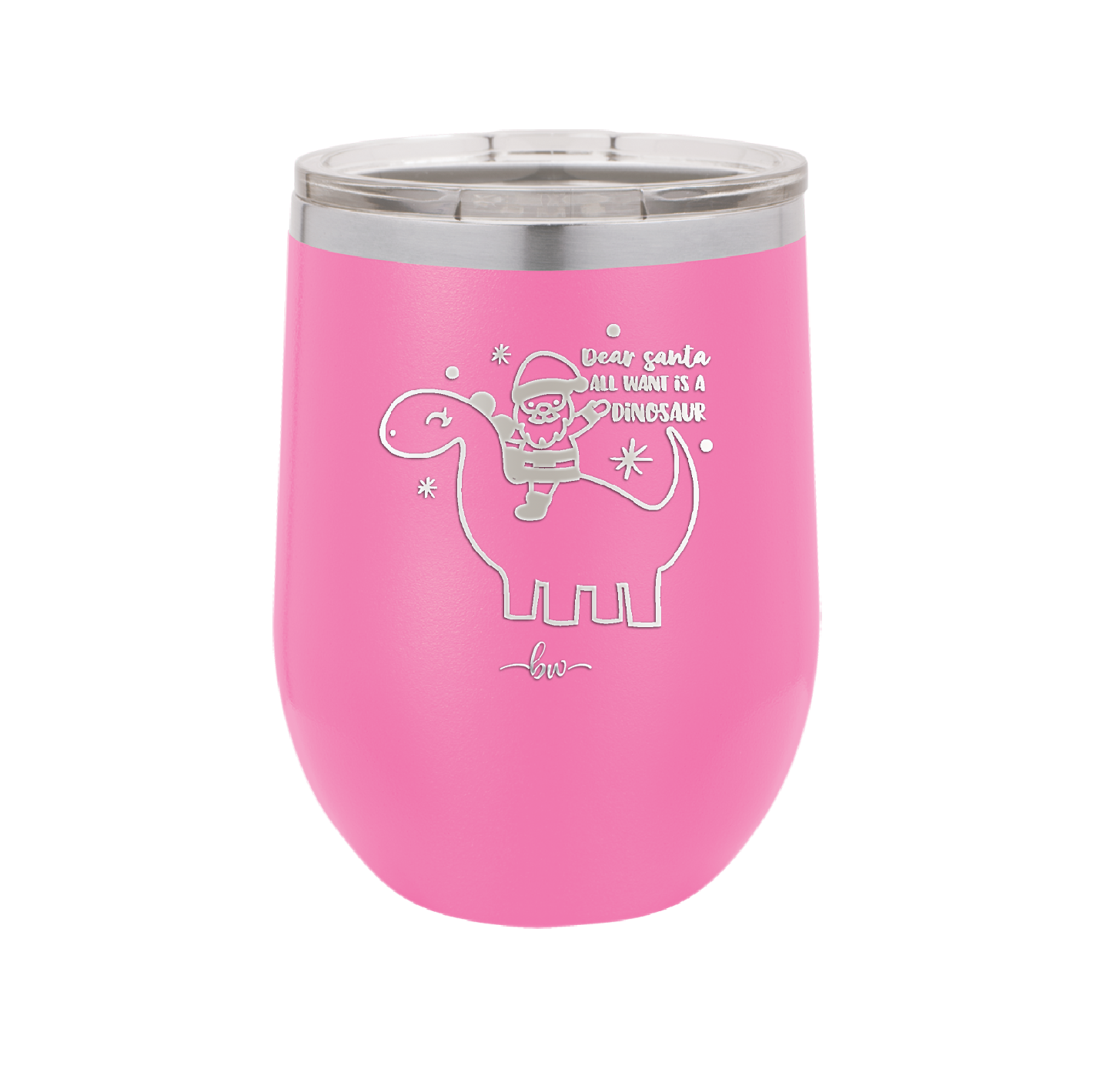 Dear Santa Dinosaur - Laser Engraved Stainless Steel Drinkware - 1646 -