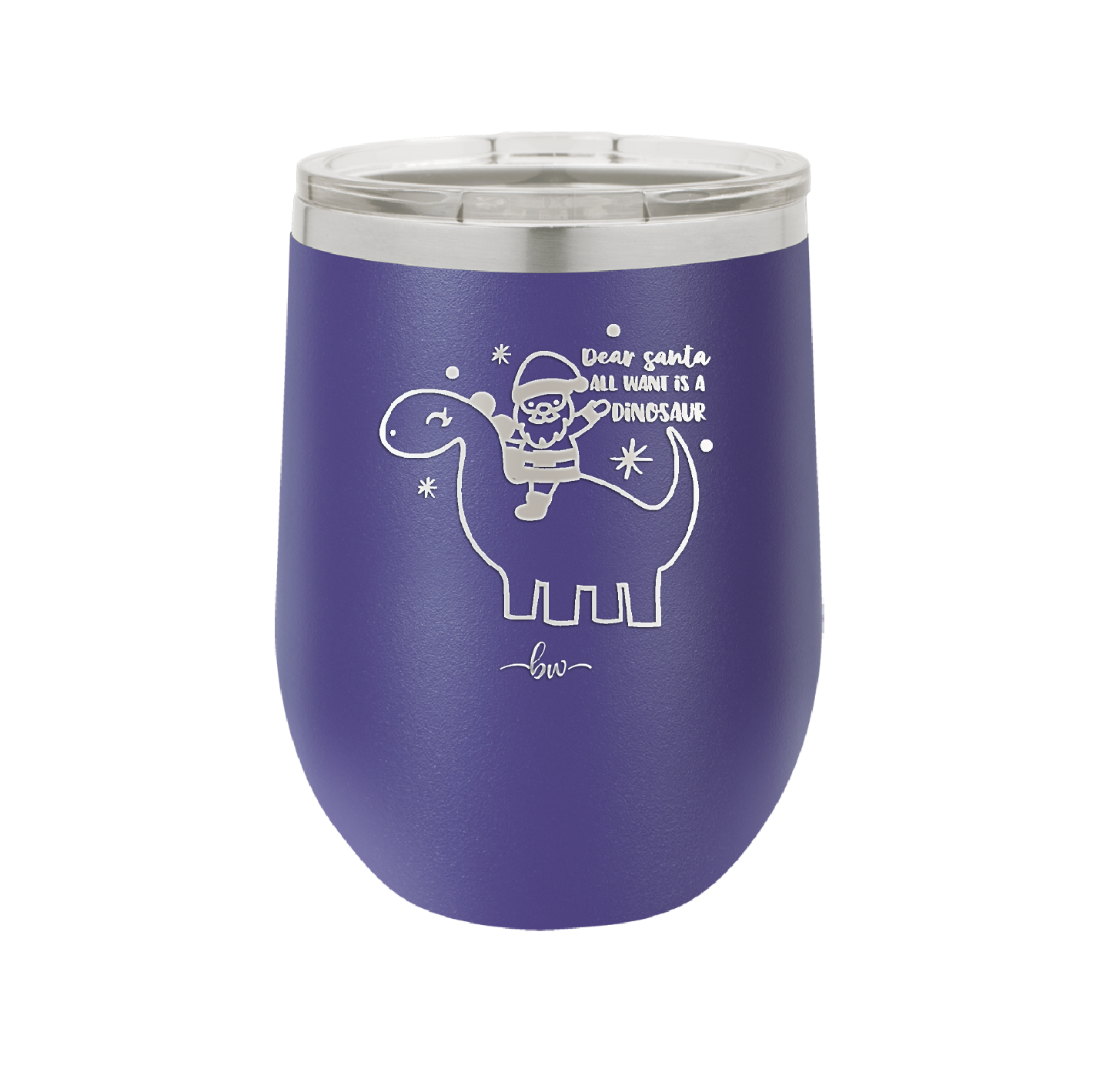 Dear Santa Dinosaur - Laser Engraved Stainless Steel Drinkware - 1646 -