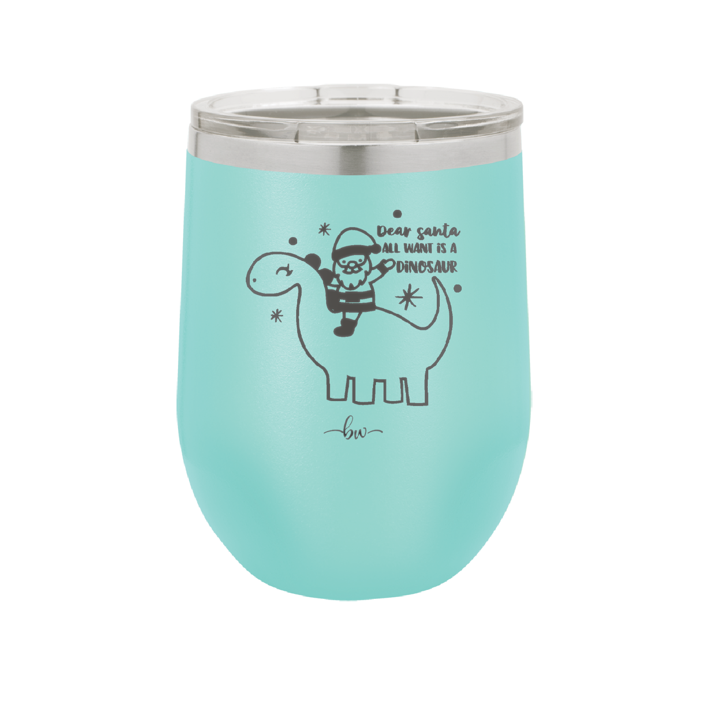 Dear Santa Dinosaur - Laser Engraved Stainless Steel Drinkware - 1646 -