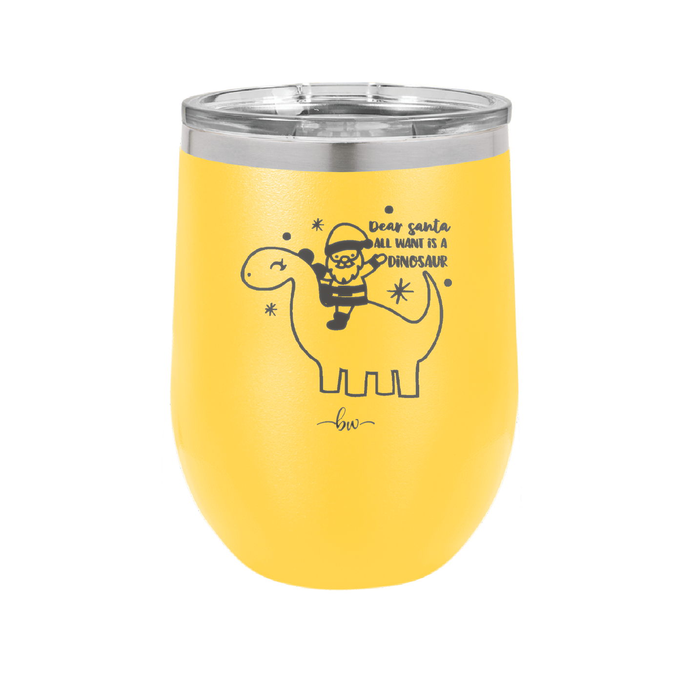 Dear Santa Dinosaur - Laser Engraved Stainless Steel Drinkware - 1646 -