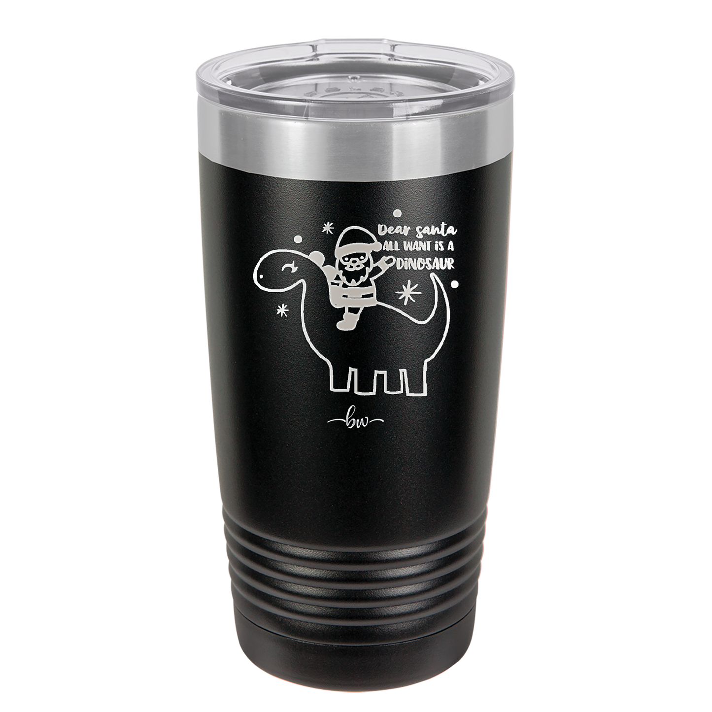 Dear Santa Dinosaur - Laser Engraved Stainless Steel Drinkware - 1646 -