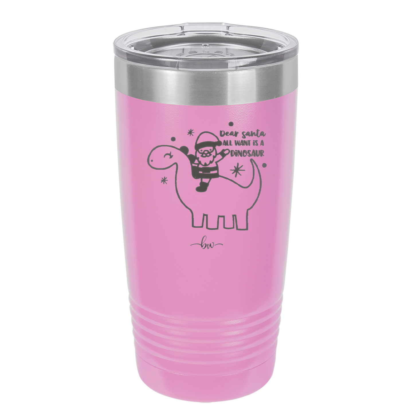 Dear Santa Dinosaur - Laser Engraved Stainless Steel Drinkware - 1646 -