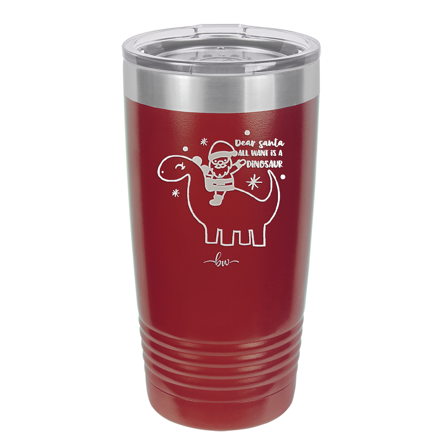 Dear Santa Dinosaur - Laser Engraved Stainless Steel Drinkware - 1646 -
