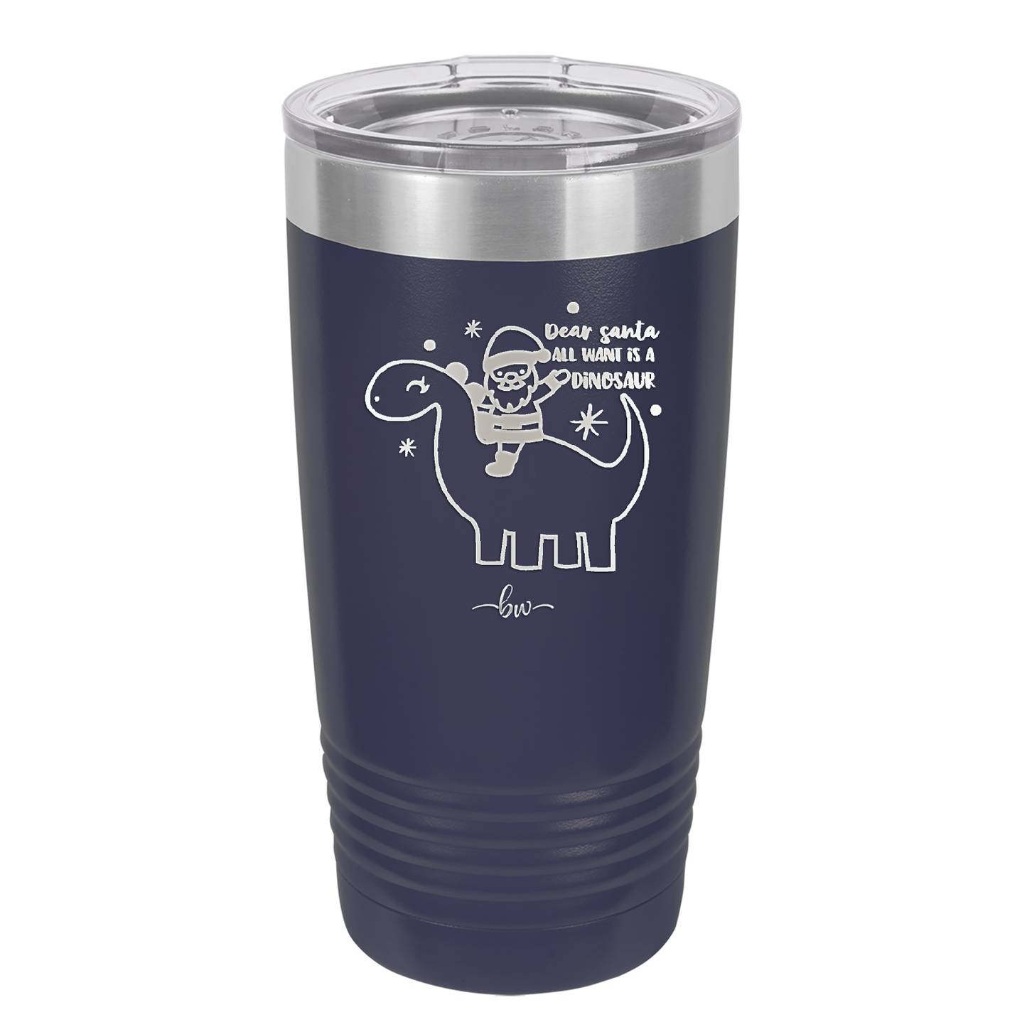 Dear Santa Dinosaur - Laser Engraved Stainless Steel Drinkware - 1646 -