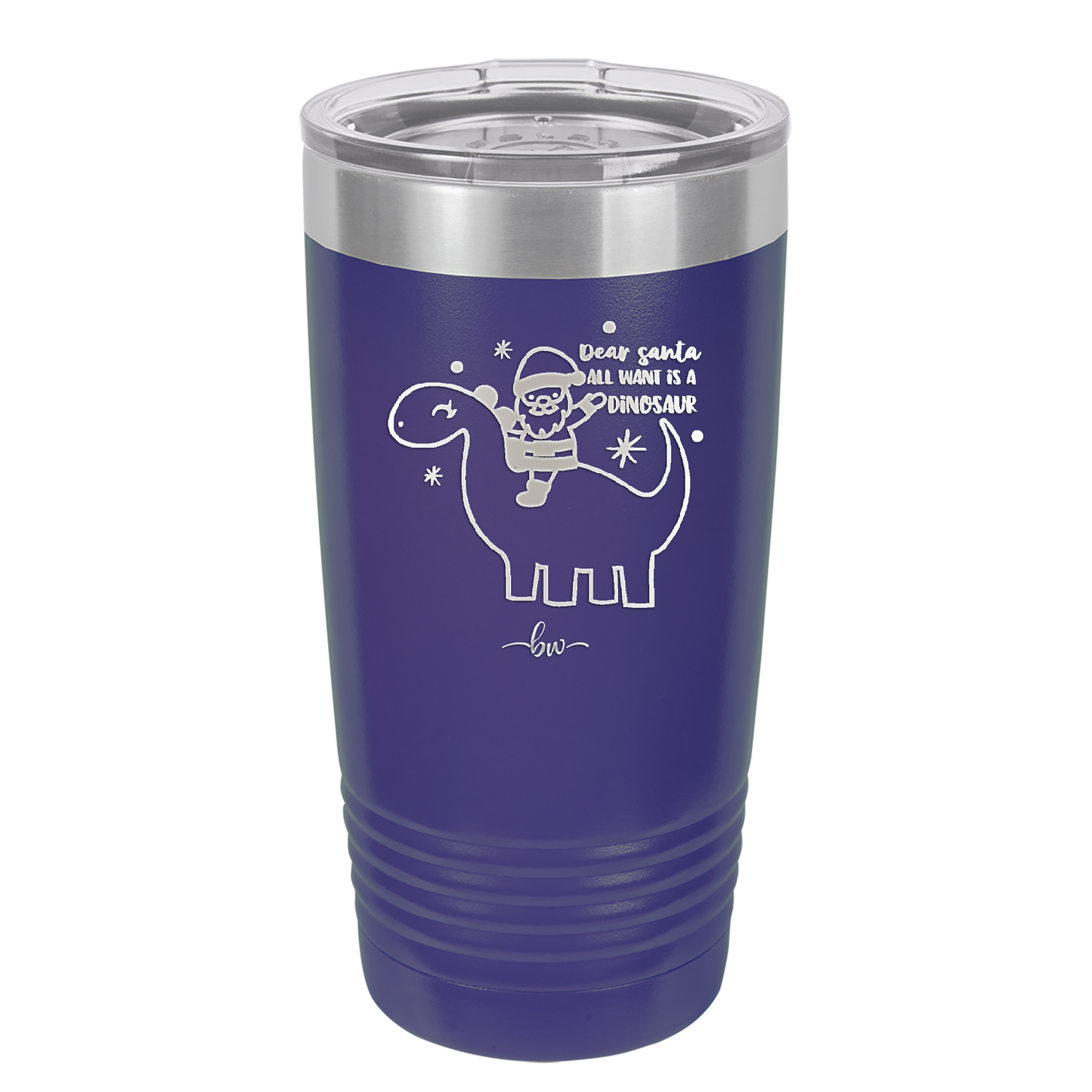 Dear Santa Dinosaur - Laser Engraved Stainless Steel Drinkware - 1646 -