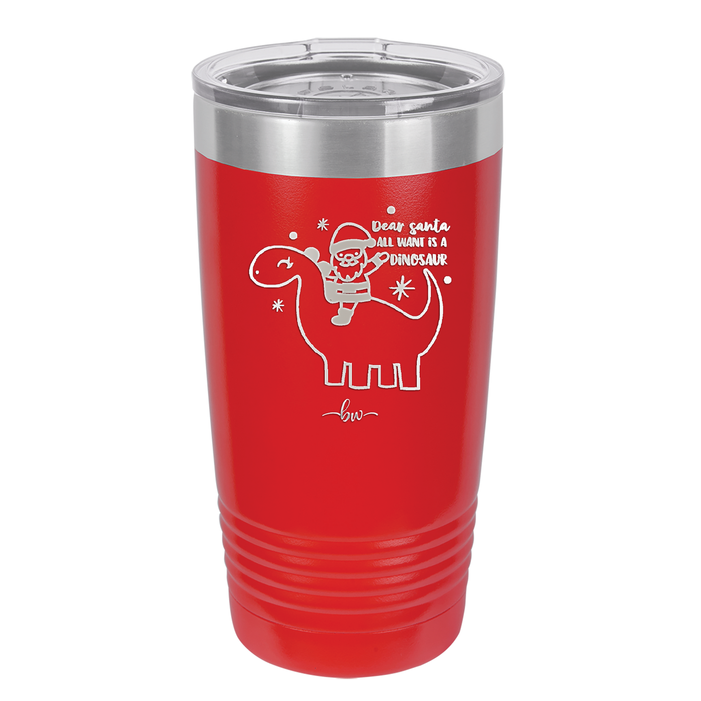 Dear Santa Dinosaur - Laser Engraved Stainless Steel Drinkware - 1646 -