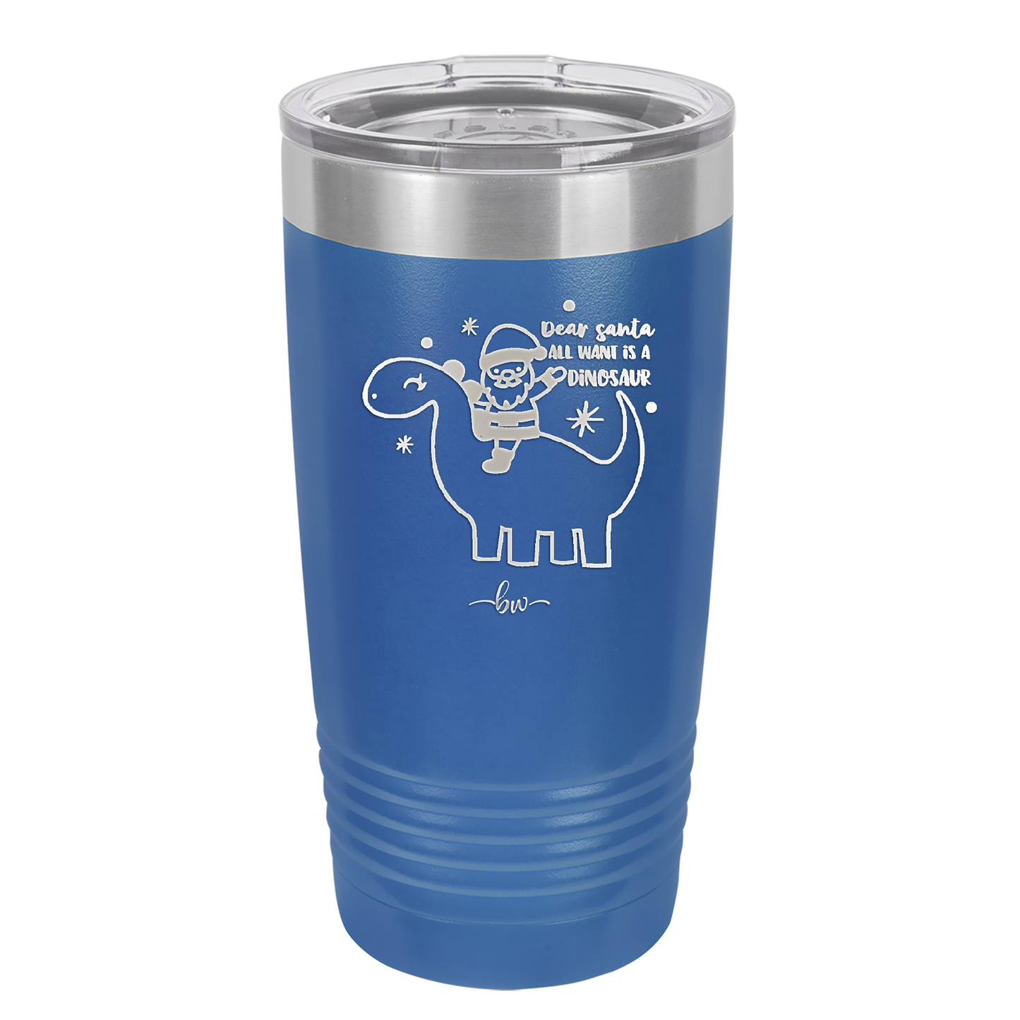 Dear Santa Dinosaur - Laser Engraved Stainless Steel Drinkware - 1646 -