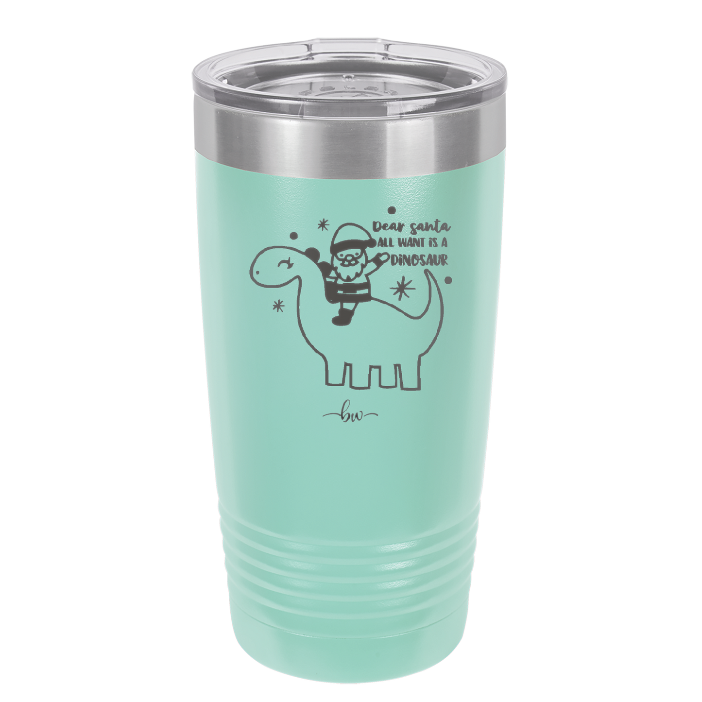 Dear Santa Dinosaur - Laser Engraved Stainless Steel Drinkware - 1646 -