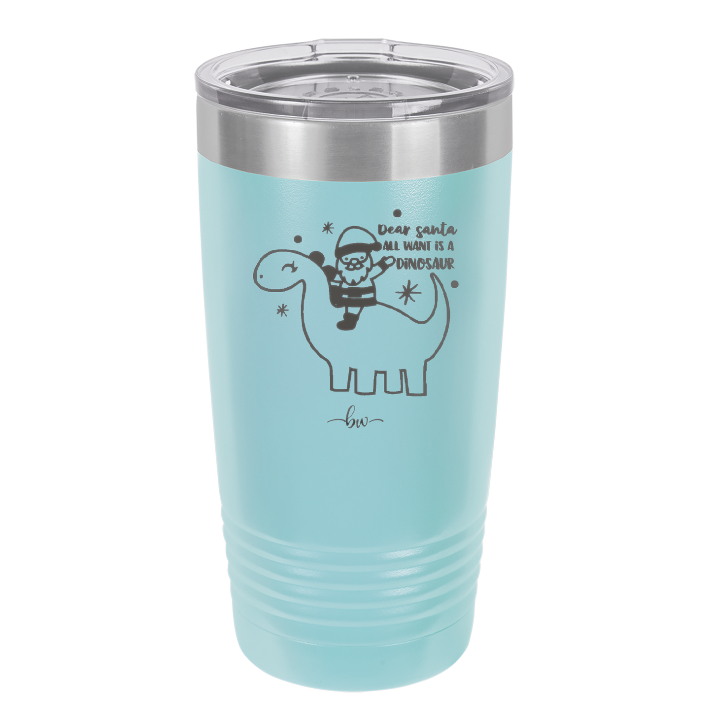 Dear Santa Dinosaur - Laser Engraved Stainless Steel Drinkware - 1646 -