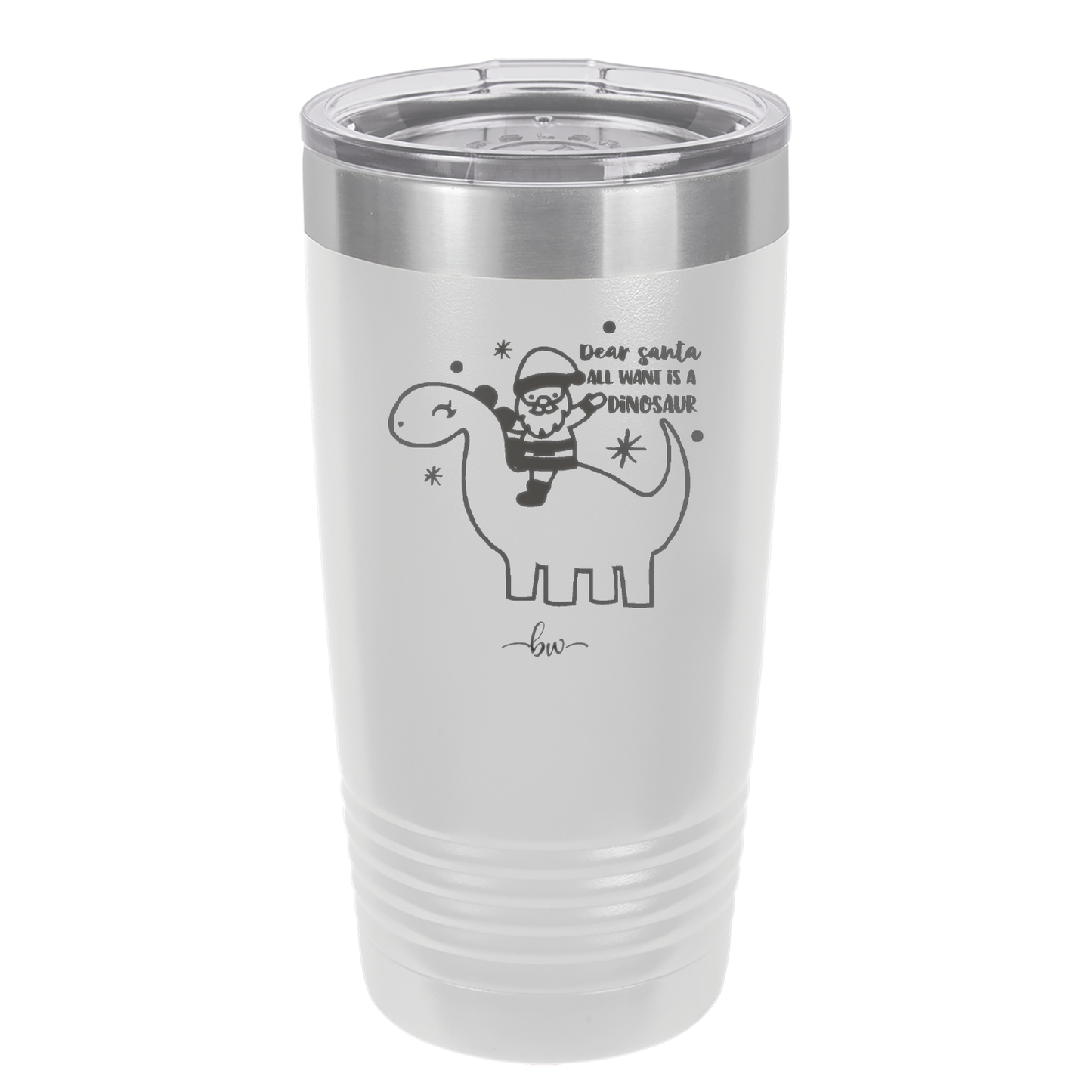 Dear Santa Dinosaur - Laser Engraved Stainless Steel Drinkware - 1646 -