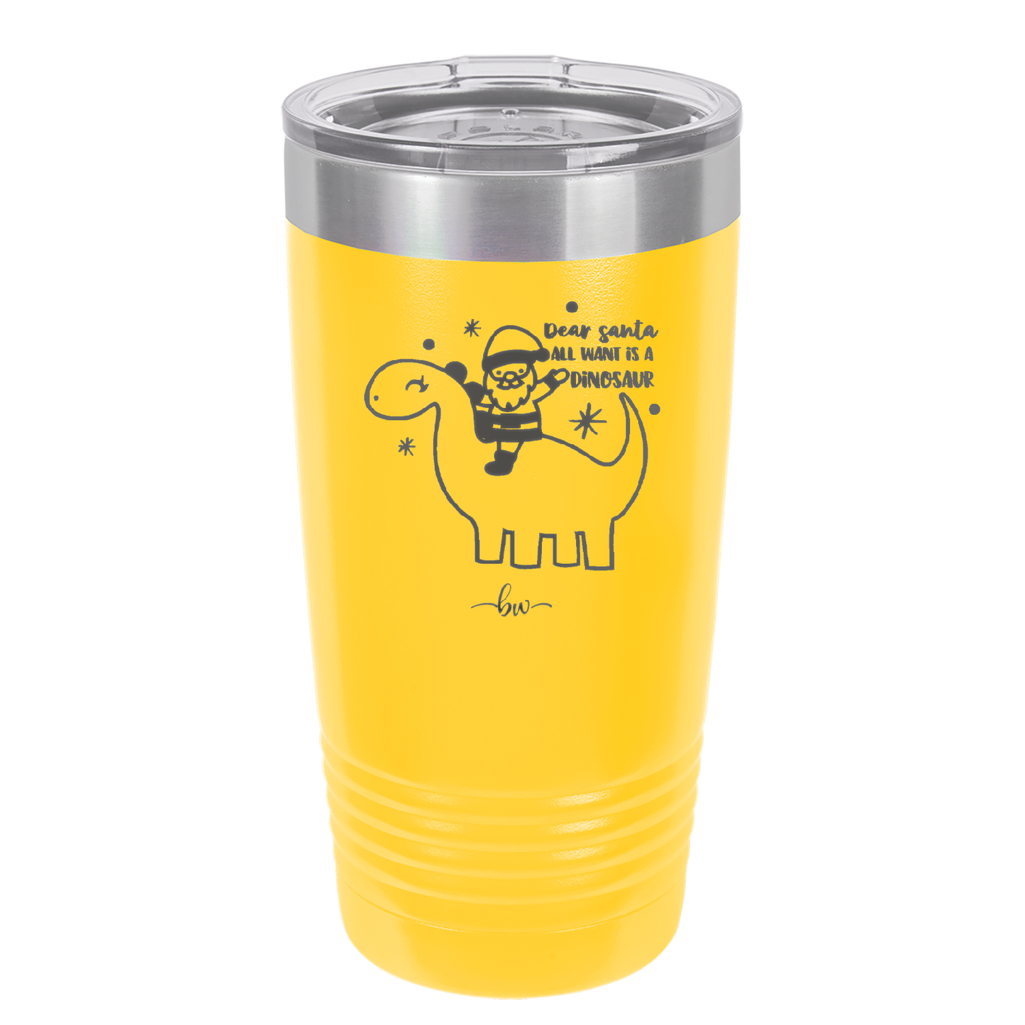 Dear Santa Dinosaur - Laser Engraved Stainless Steel Drinkware - 1646 -