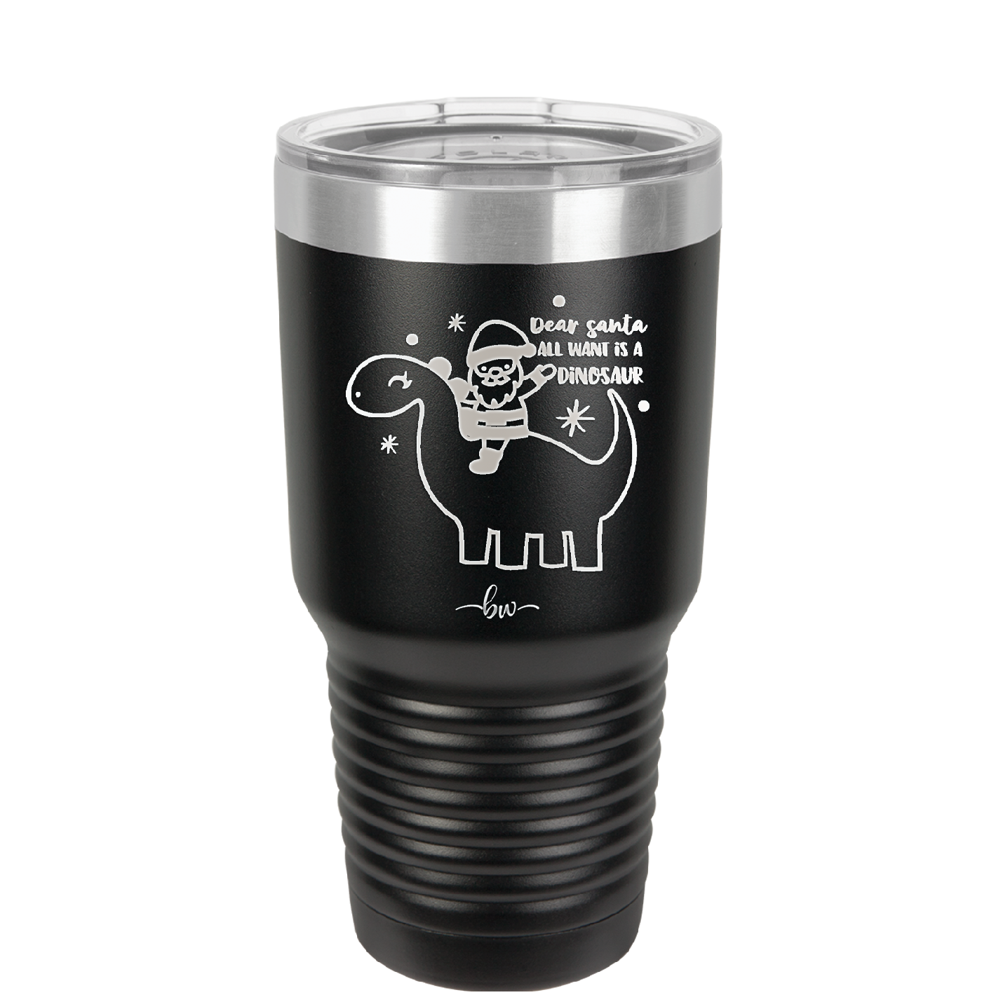 Dear Santa Dinosaur - Laser Engraved Stainless Steel Drinkware - 1646 -