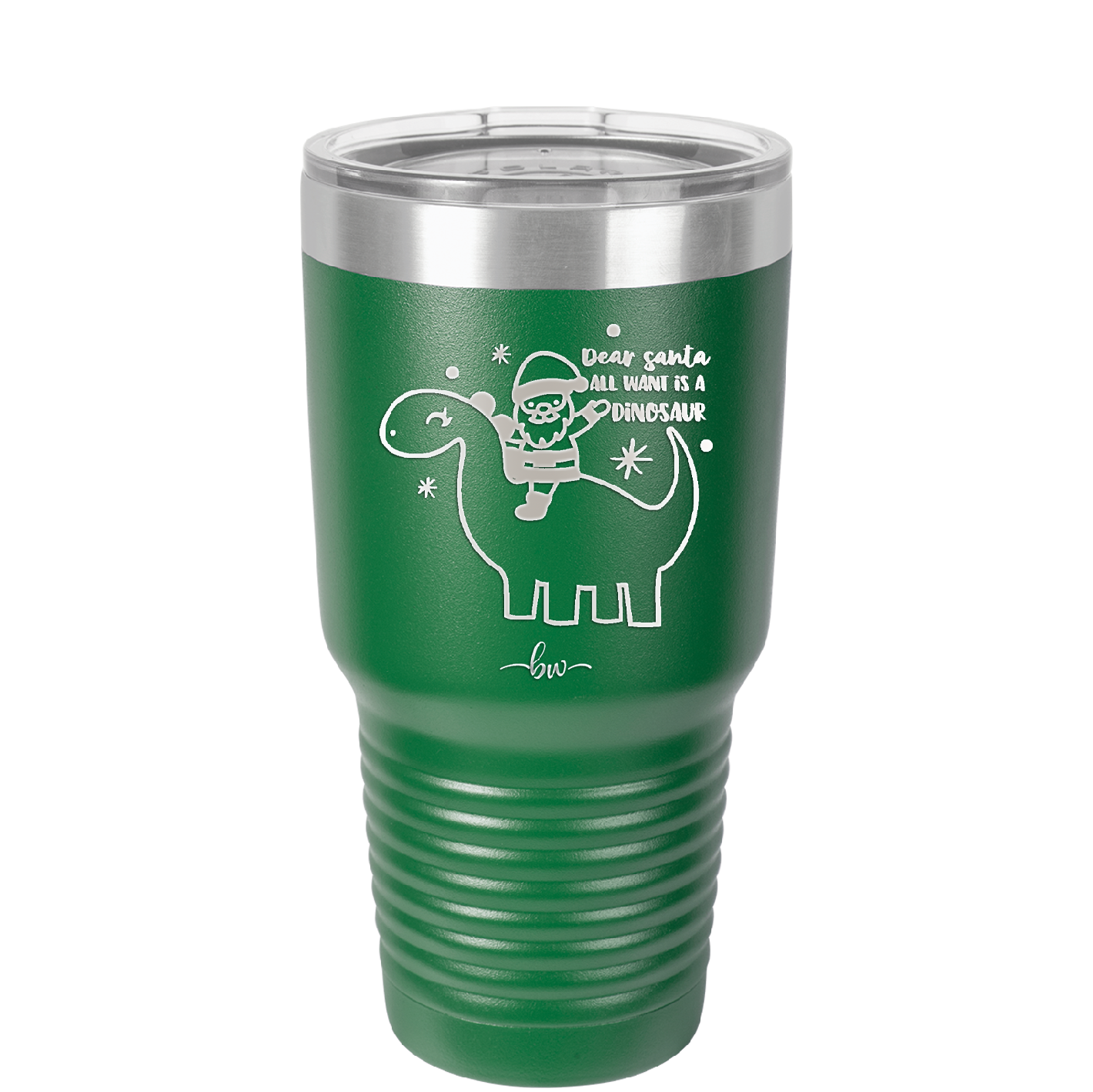 Dear Santa Dinosaur - Laser Engraved Stainless Steel Drinkware - 1646 -