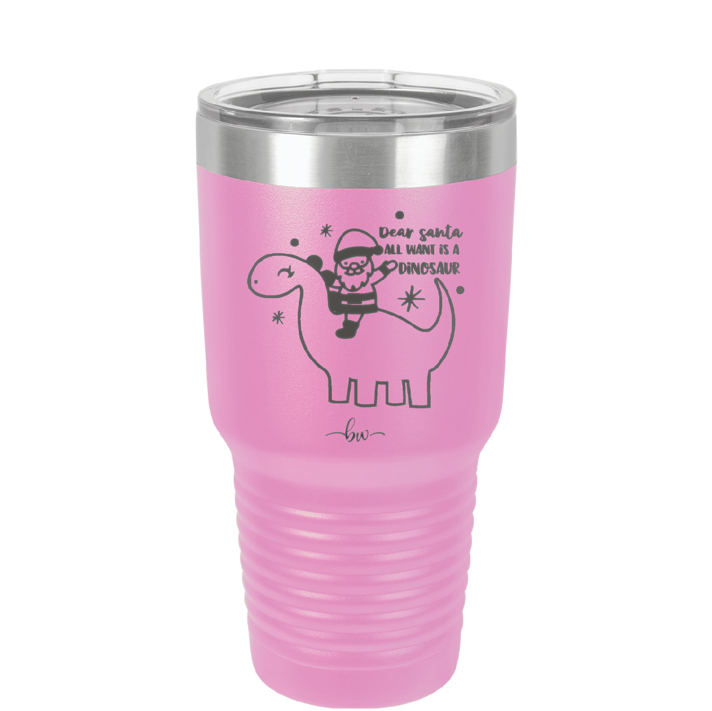 Dear Santa Dinosaur - Laser Engraved Stainless Steel Drinkware - 1646 -
