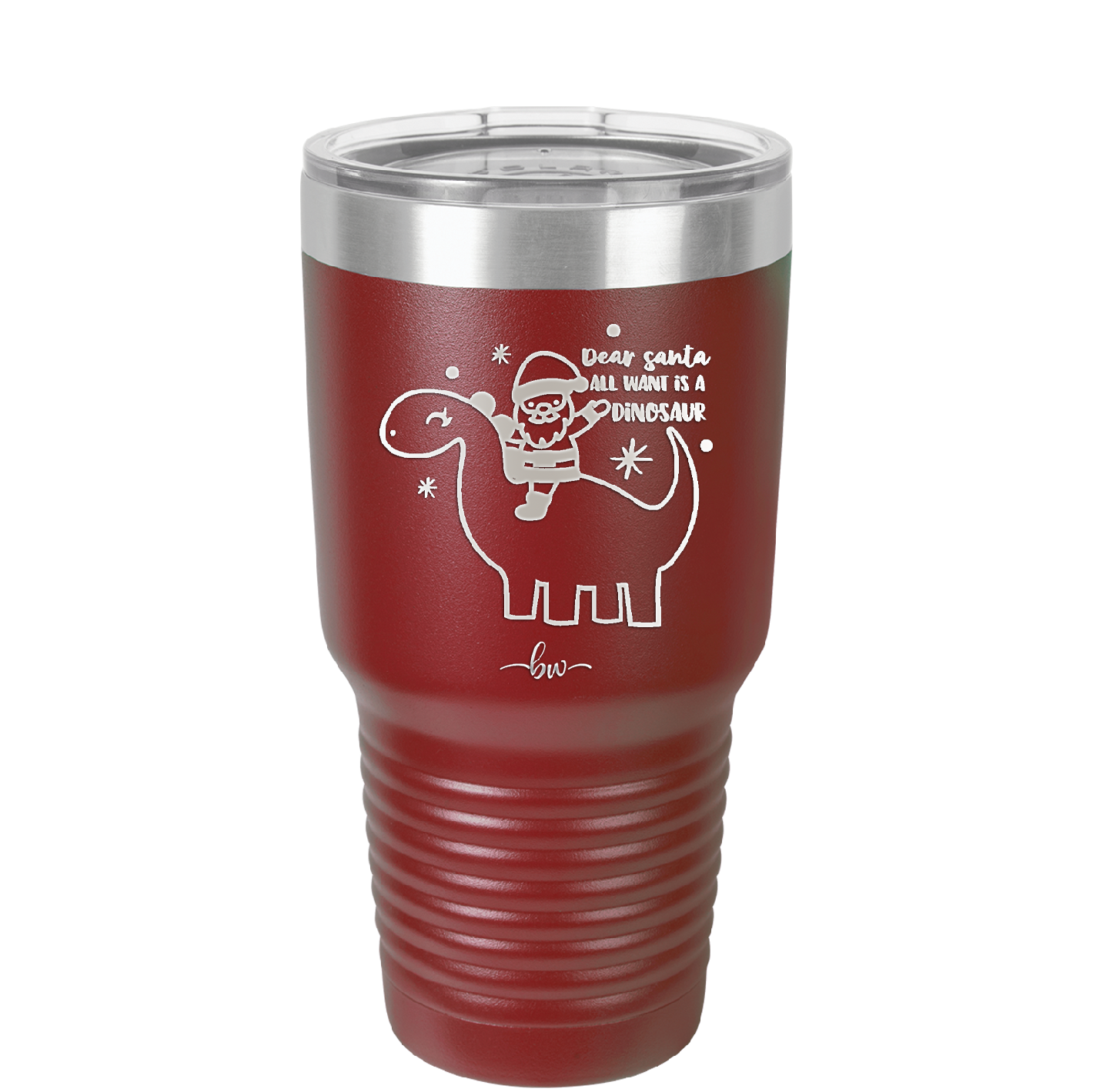 Dear Santa Dinosaur - Laser Engraved Stainless Steel Drinkware - 1646 -