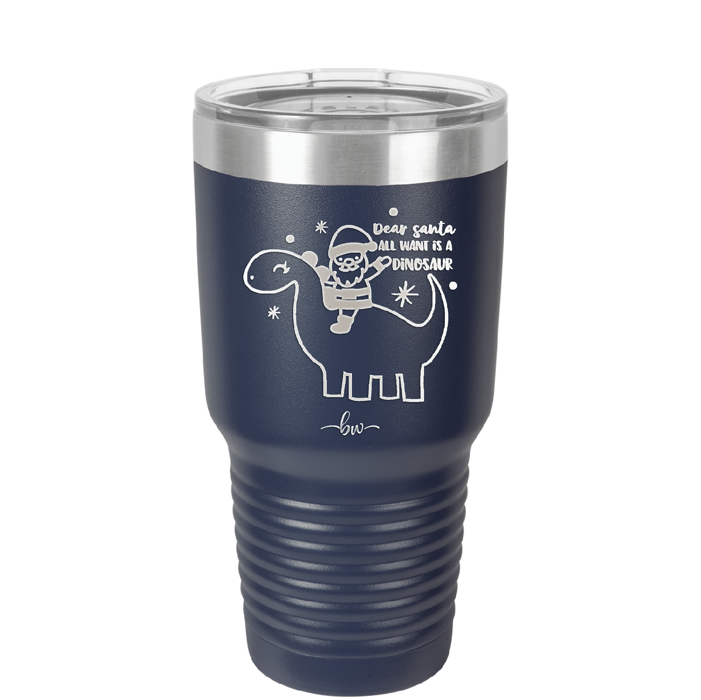 Dear Santa Dinosaur - Laser Engraved Stainless Steel Drinkware - 1646 -