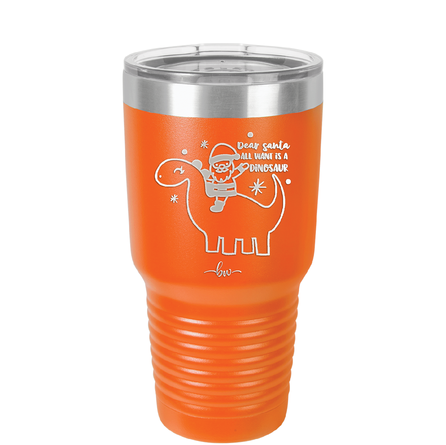 Dear Santa Dinosaur - Laser Engraved Stainless Steel Drinkware - 1646 -