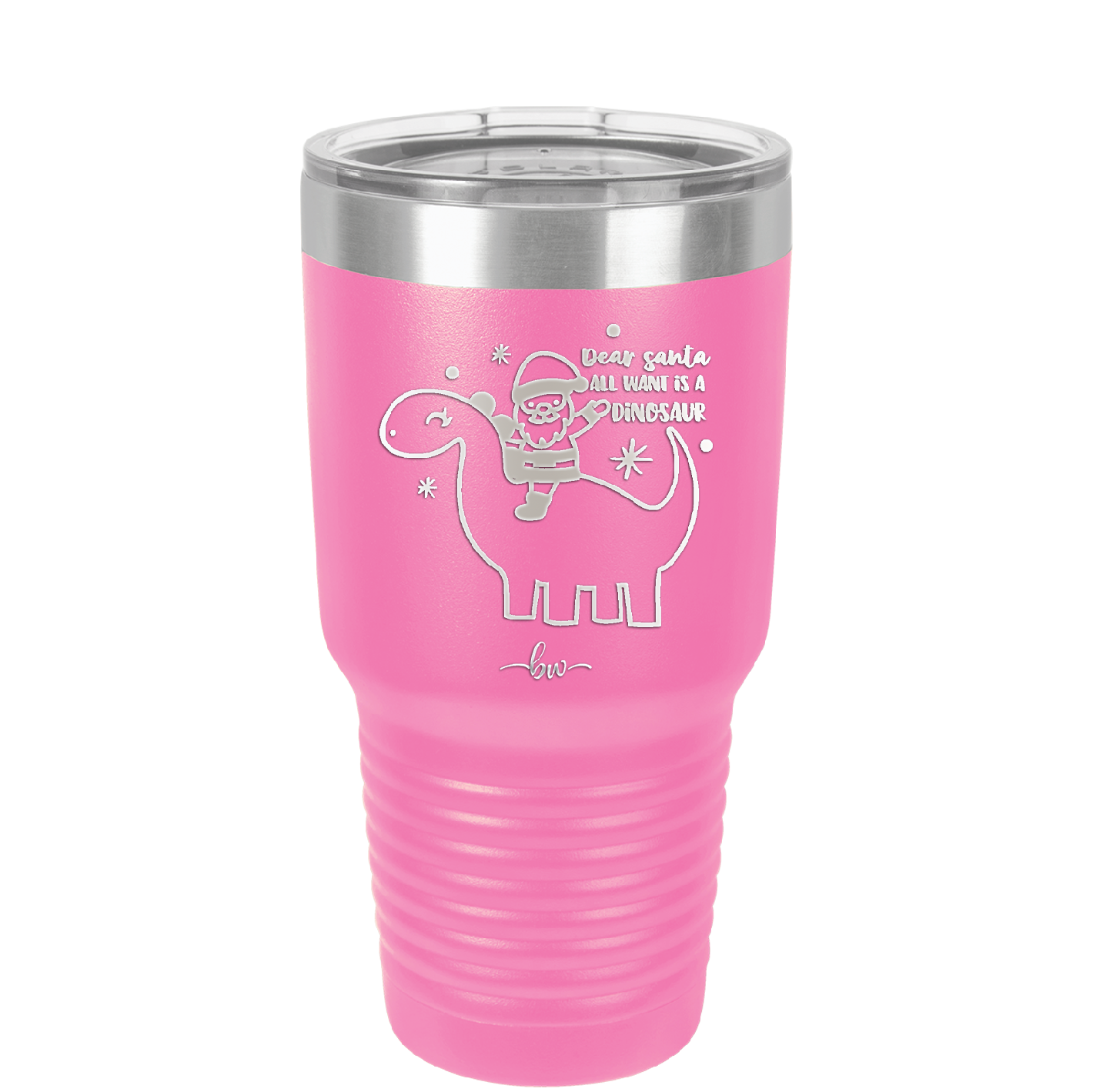 Dear Santa Dinosaur - Laser Engraved Stainless Steel Drinkware - 1646 -