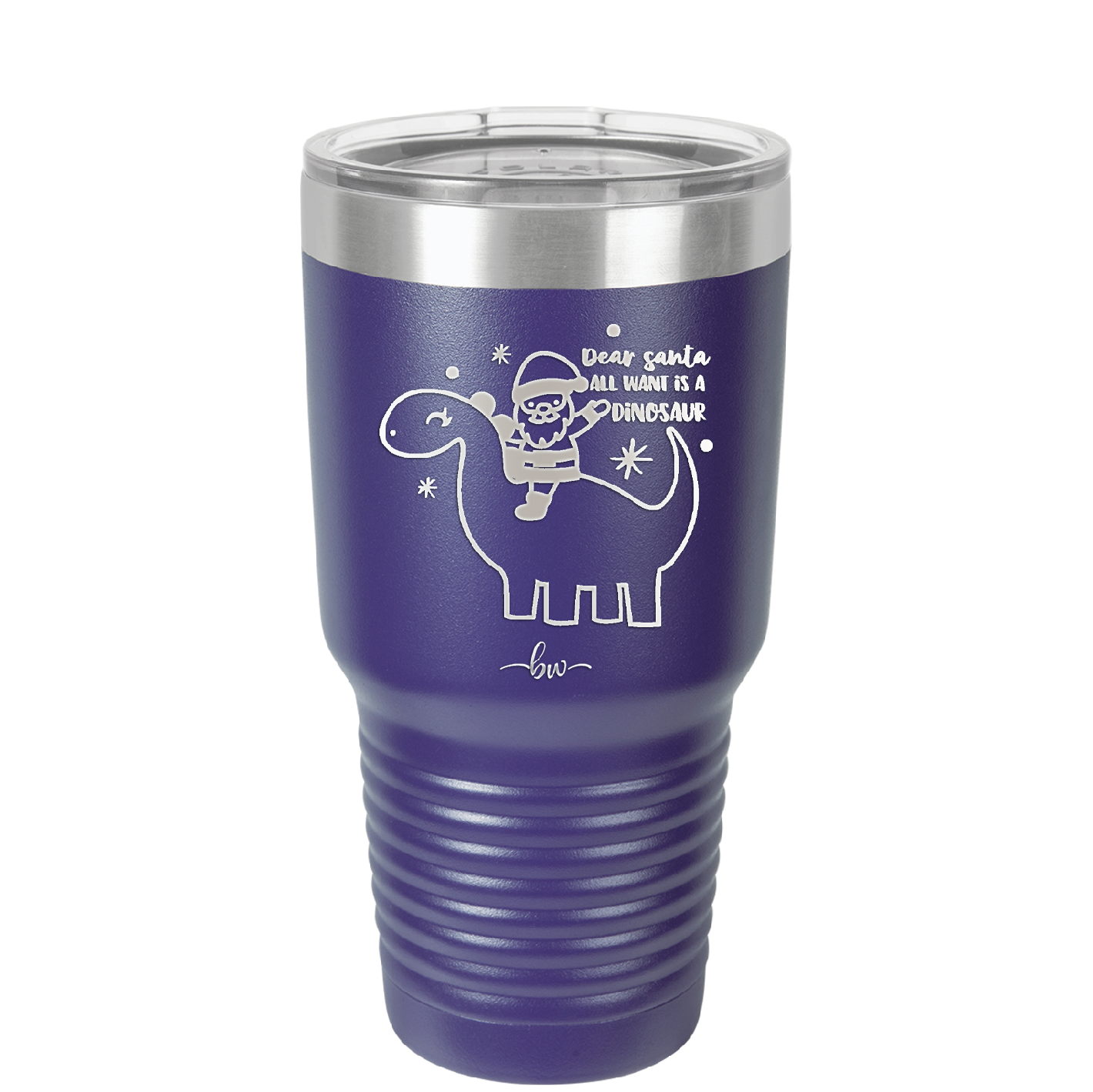 Dear Santa Dinosaur - Laser Engraved Stainless Steel Drinkware - 1646 -