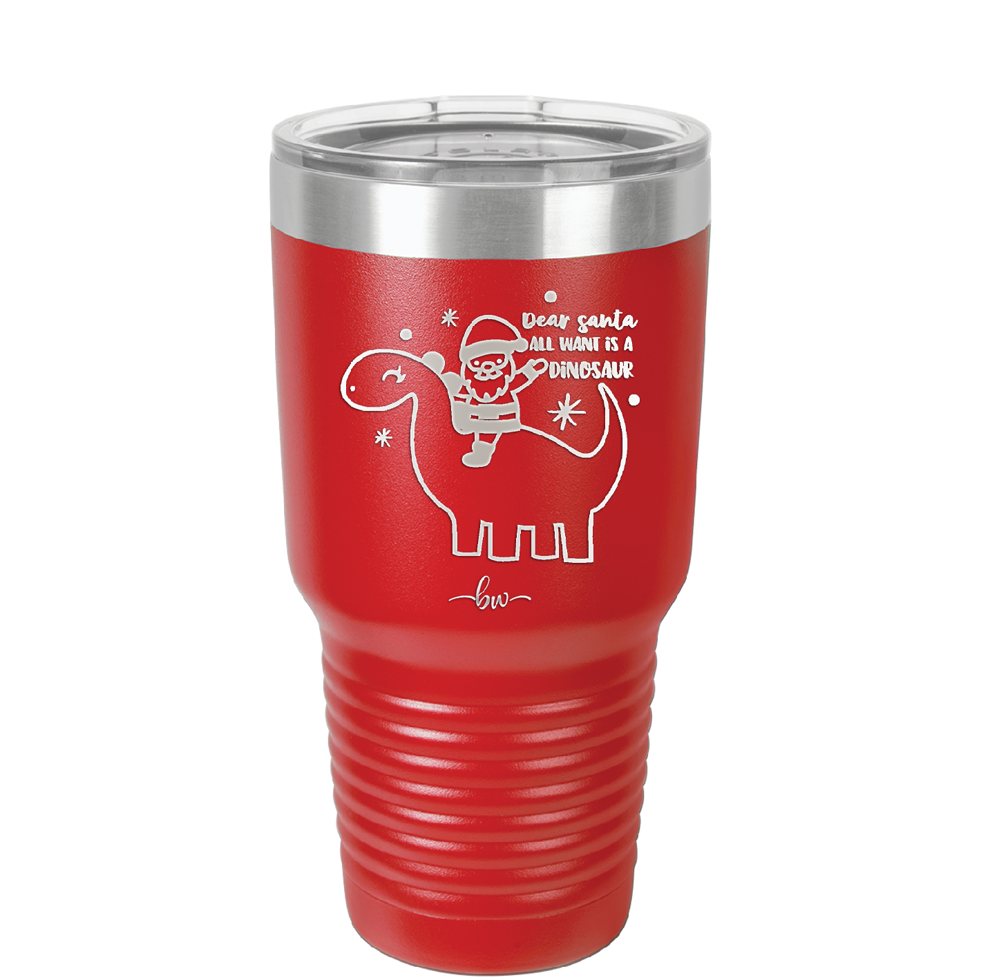 Dear Santa Dinosaur - Laser Engraved Stainless Steel Drinkware - 1646 -