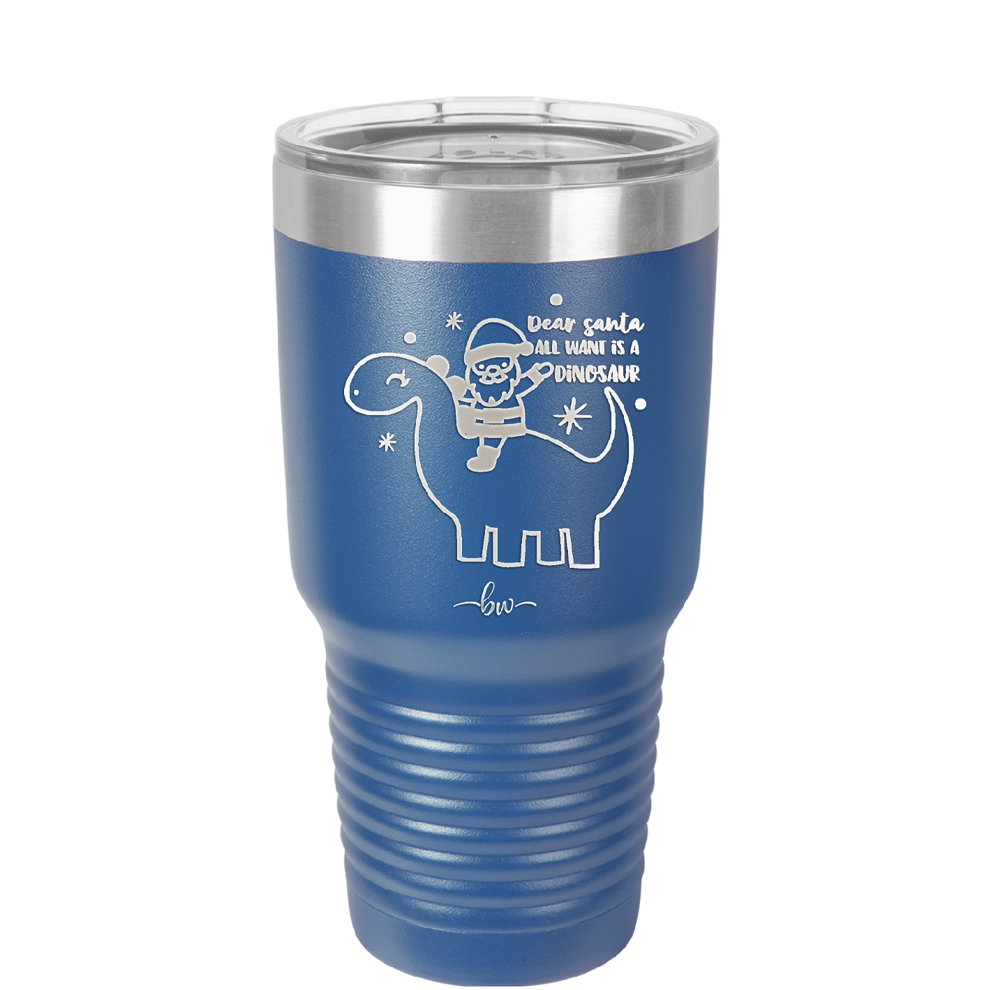 Dear Santa Dinosaur - Laser Engraved Stainless Steel Drinkware - 1646 -