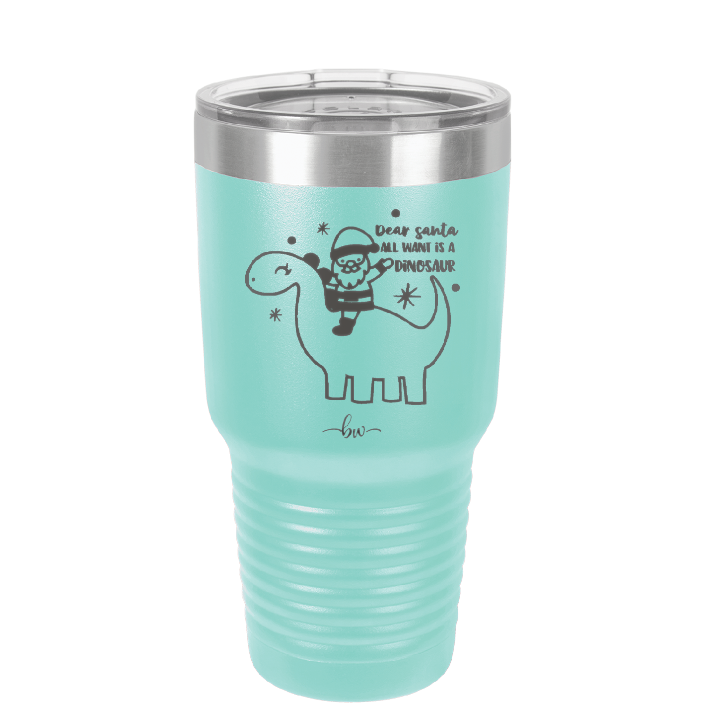 Dear Santa Dinosaur - Laser Engraved Stainless Steel Drinkware - 1646 -