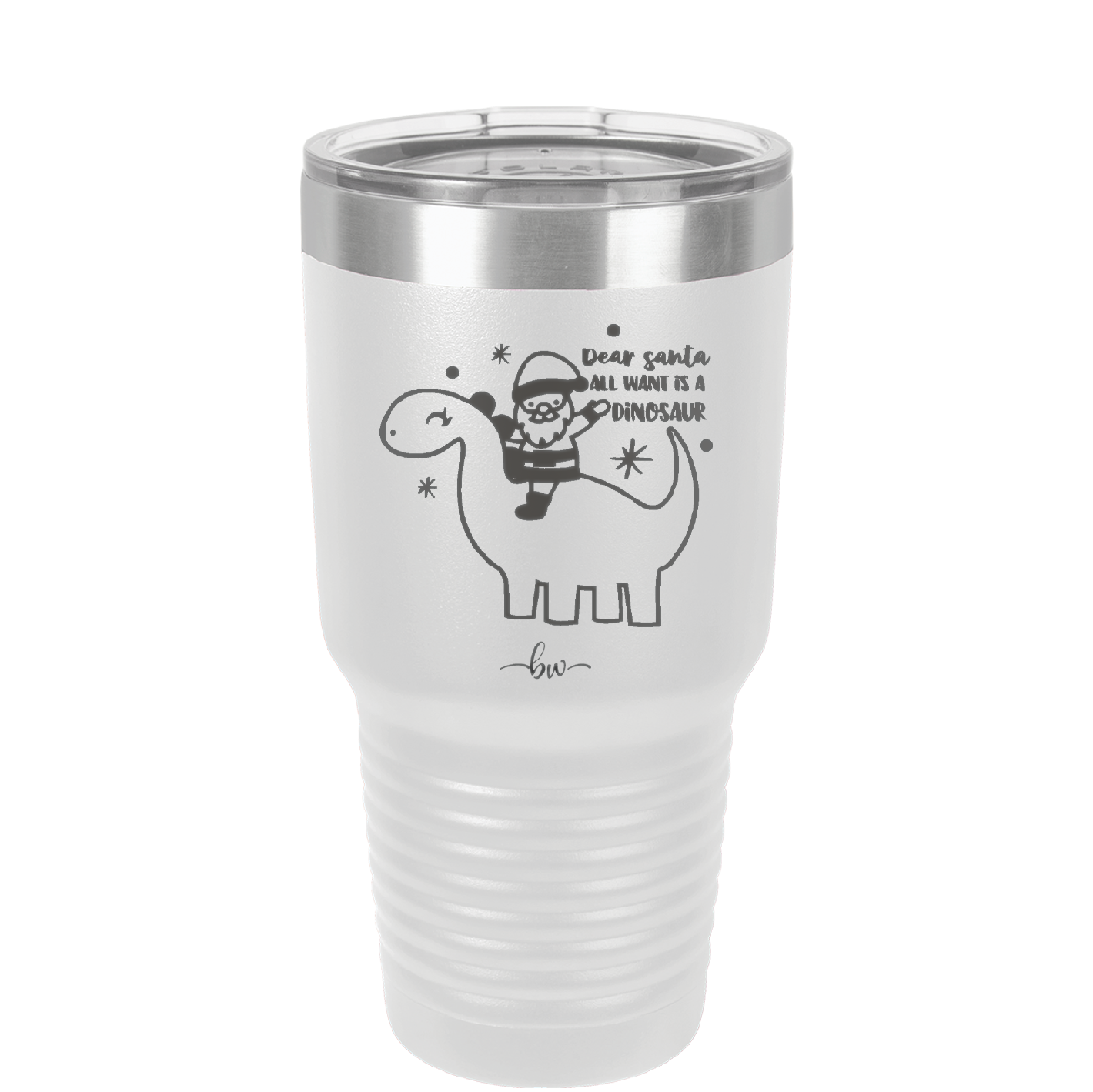 Dear Santa Dinosaur - Laser Engraved Stainless Steel Drinkware - 1646 -