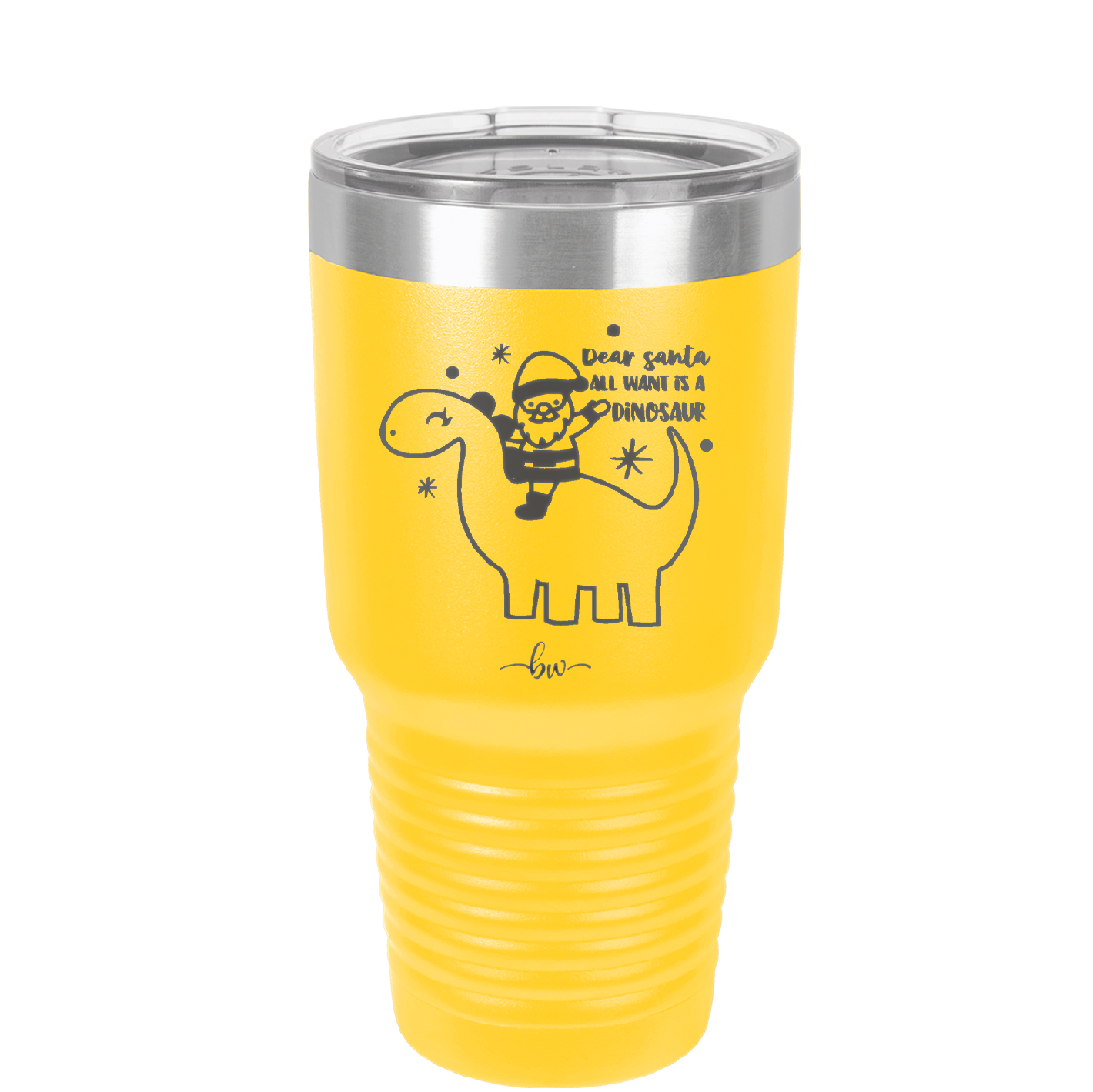 Dear Santa Dinosaur - Laser Engraved Stainless Steel Drinkware - 1646 -