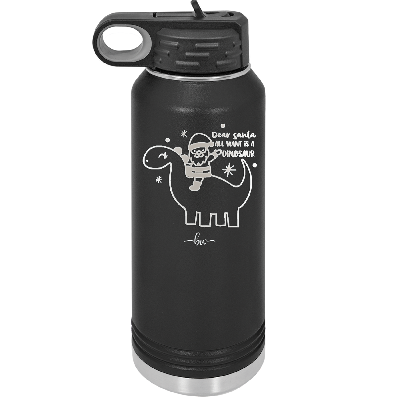 Dear Santa Dinosaur - Laser Engraved Stainless Steel Drinkware - 1646 -
