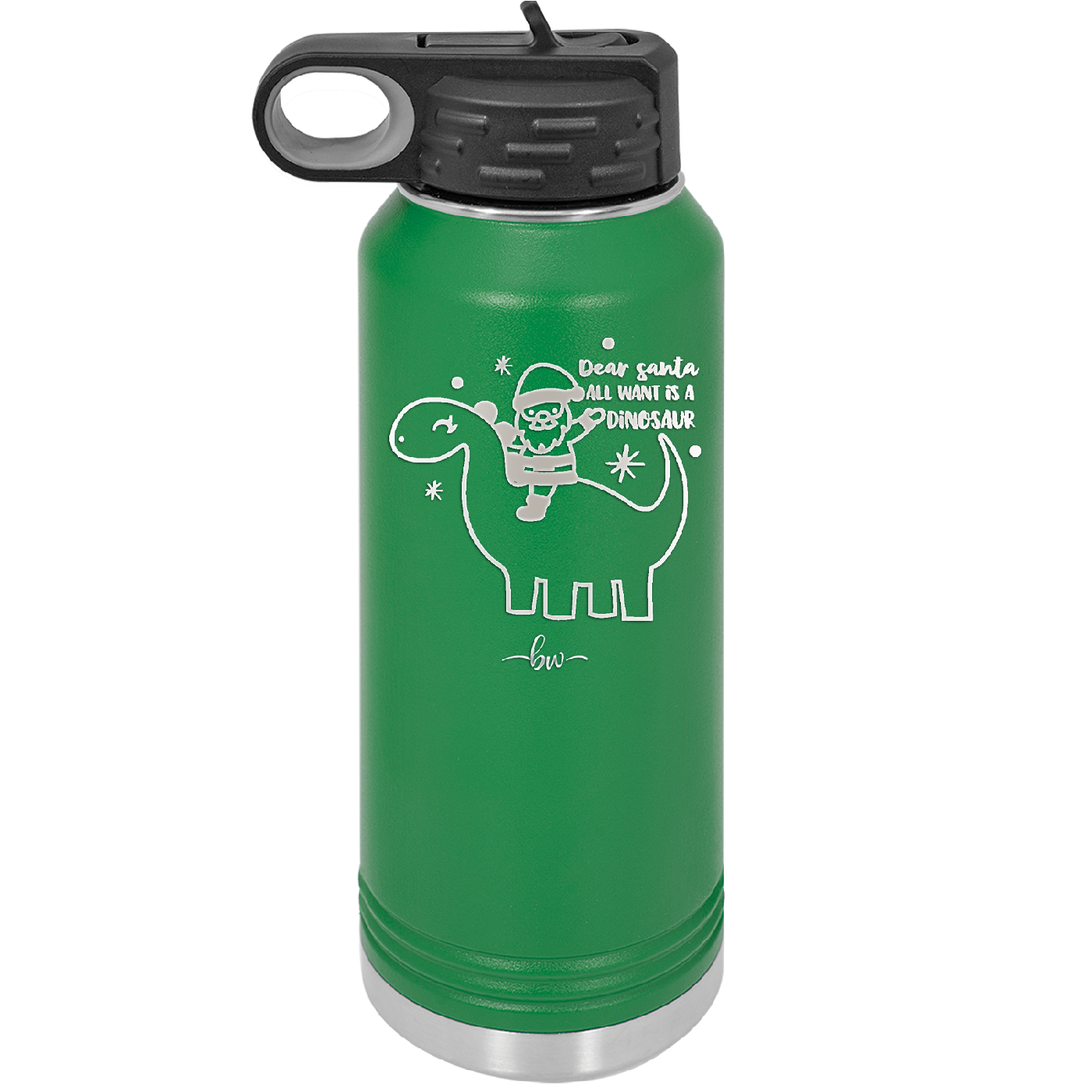 Dear Santa Dinosaur - Laser Engraved Stainless Steel Drinkware - 1646 -
