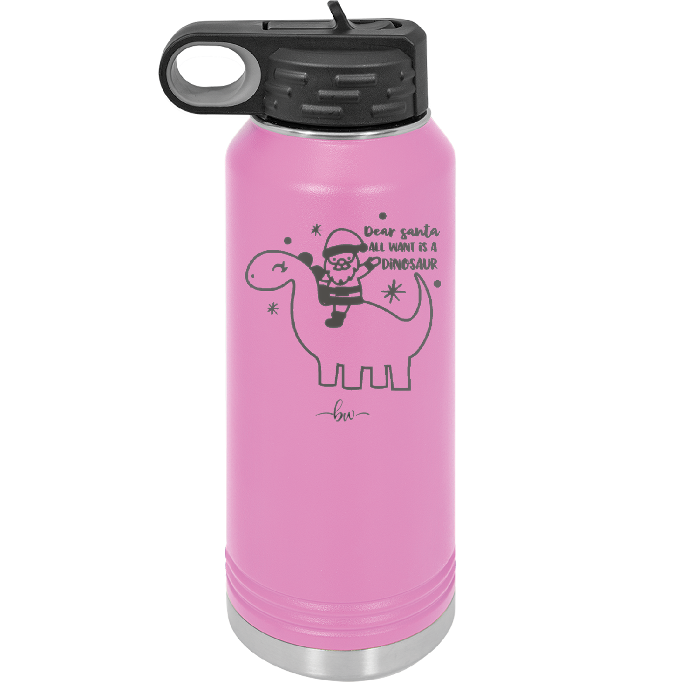 Dear Santa Dinosaur - Laser Engraved Stainless Steel Drinkware - 1646 -