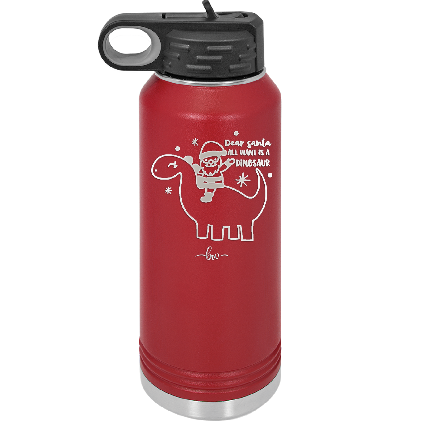 Dear Santa Dinosaur - Laser Engraved Stainless Steel Drinkware - 1646 -