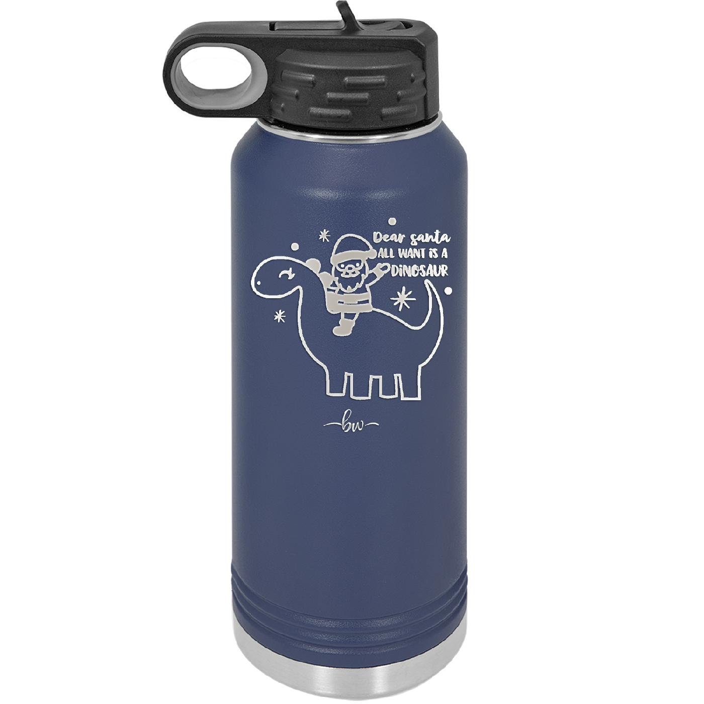 Dear Santa Dinosaur - Laser Engraved Stainless Steel Drinkware - 1646 -