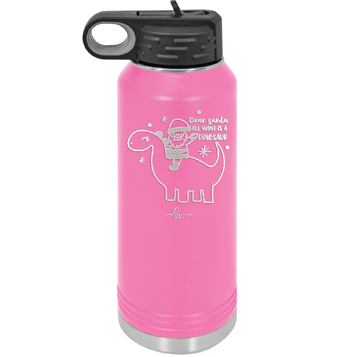 Dear Santa Dinosaur - Laser Engraved Stainless Steel Drinkware - 1646 -