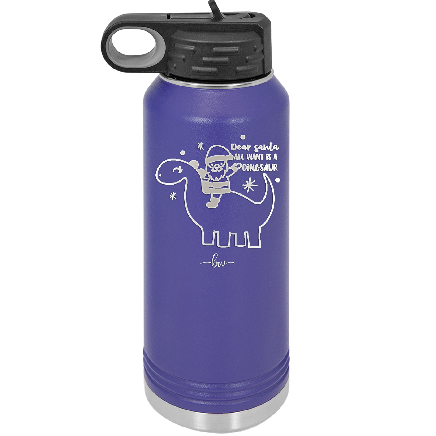 Dear Santa Dinosaur - Laser Engraved Stainless Steel Drinkware - 1646 -