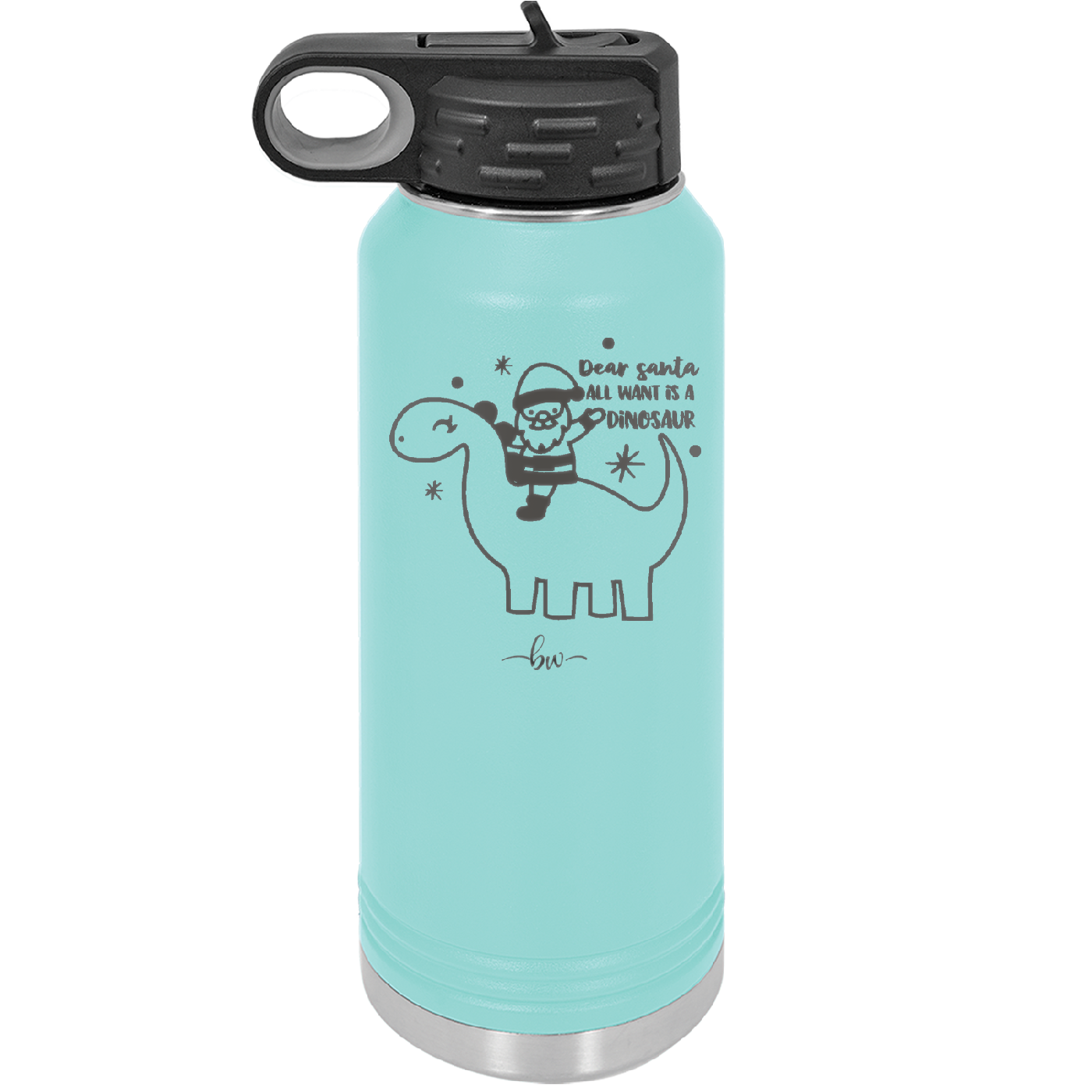 Dear Santa Dinosaur - Laser Engraved Stainless Steel Drinkware - 1646 -