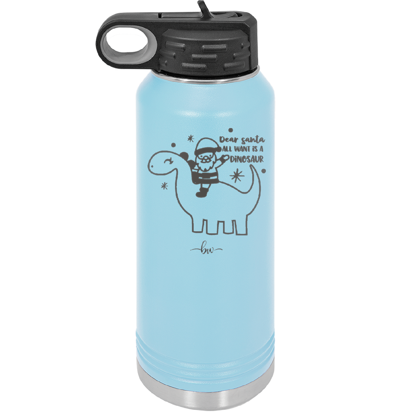 Dear Santa Dinosaur - Laser Engraved Stainless Steel Drinkware - 1646 -