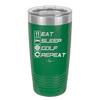 Eat Sleep Golf Repeat 3 - Laser Engraved Stainless Steel Drinkware - 1658 -