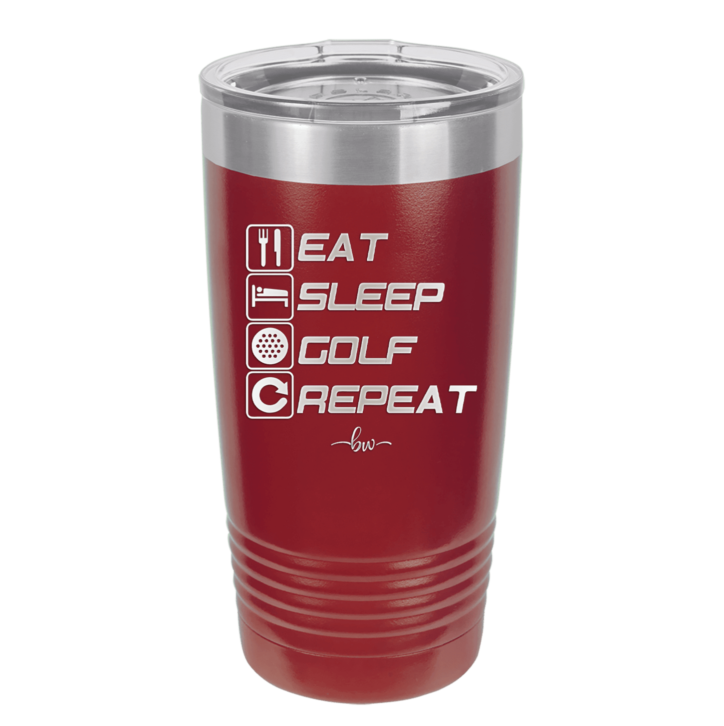Eat Sleep Golf Repeat 3 - Laser Engraved Stainless Steel Drinkware - 1658 -