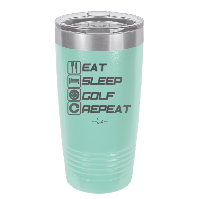 Eat Sleep Golf Repeat 3 - Laser Engraved Stainless Steel Drinkware - 1658 -